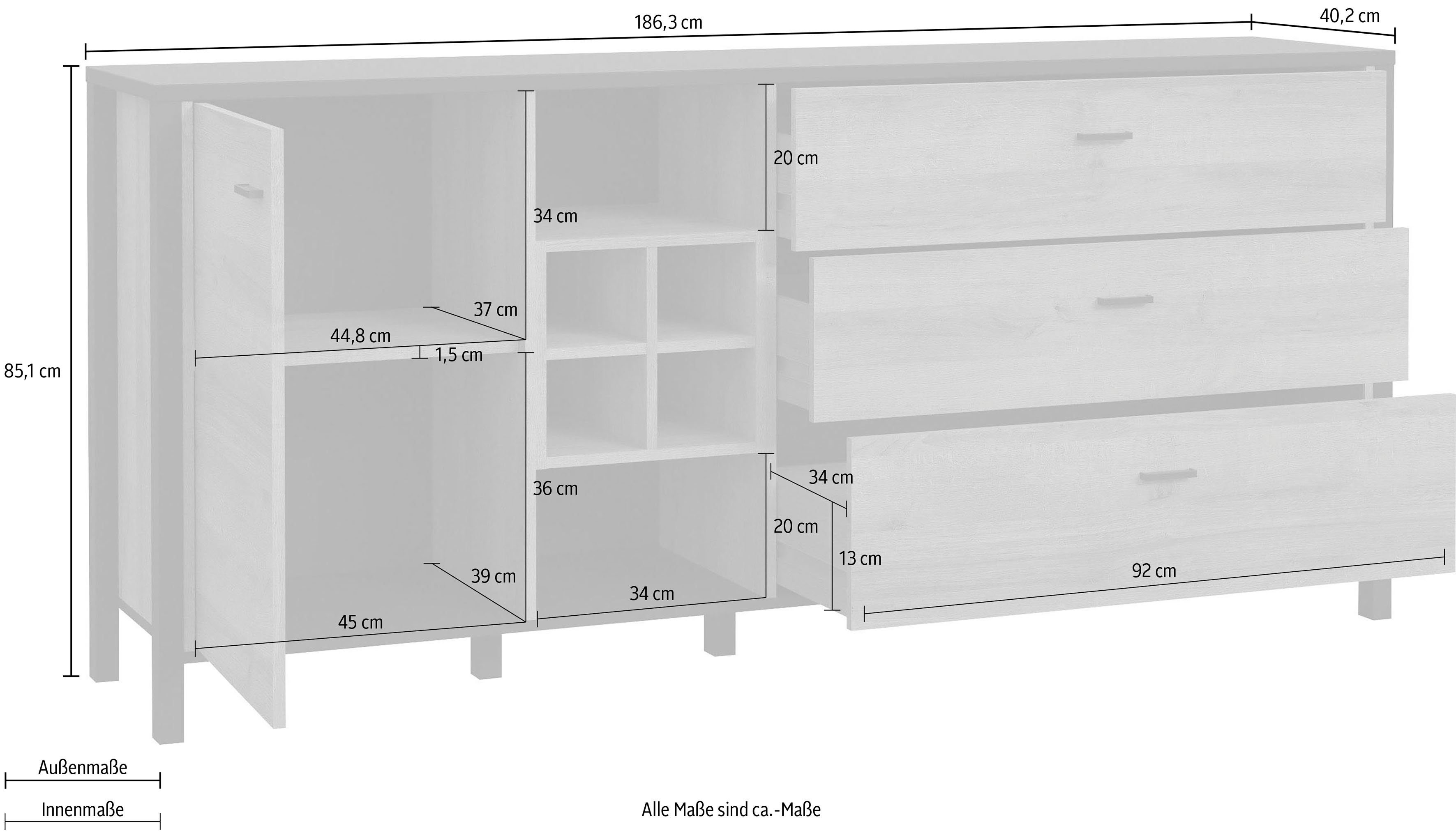 FORTE Dressoir High Rock Breedte ca. 186 cm