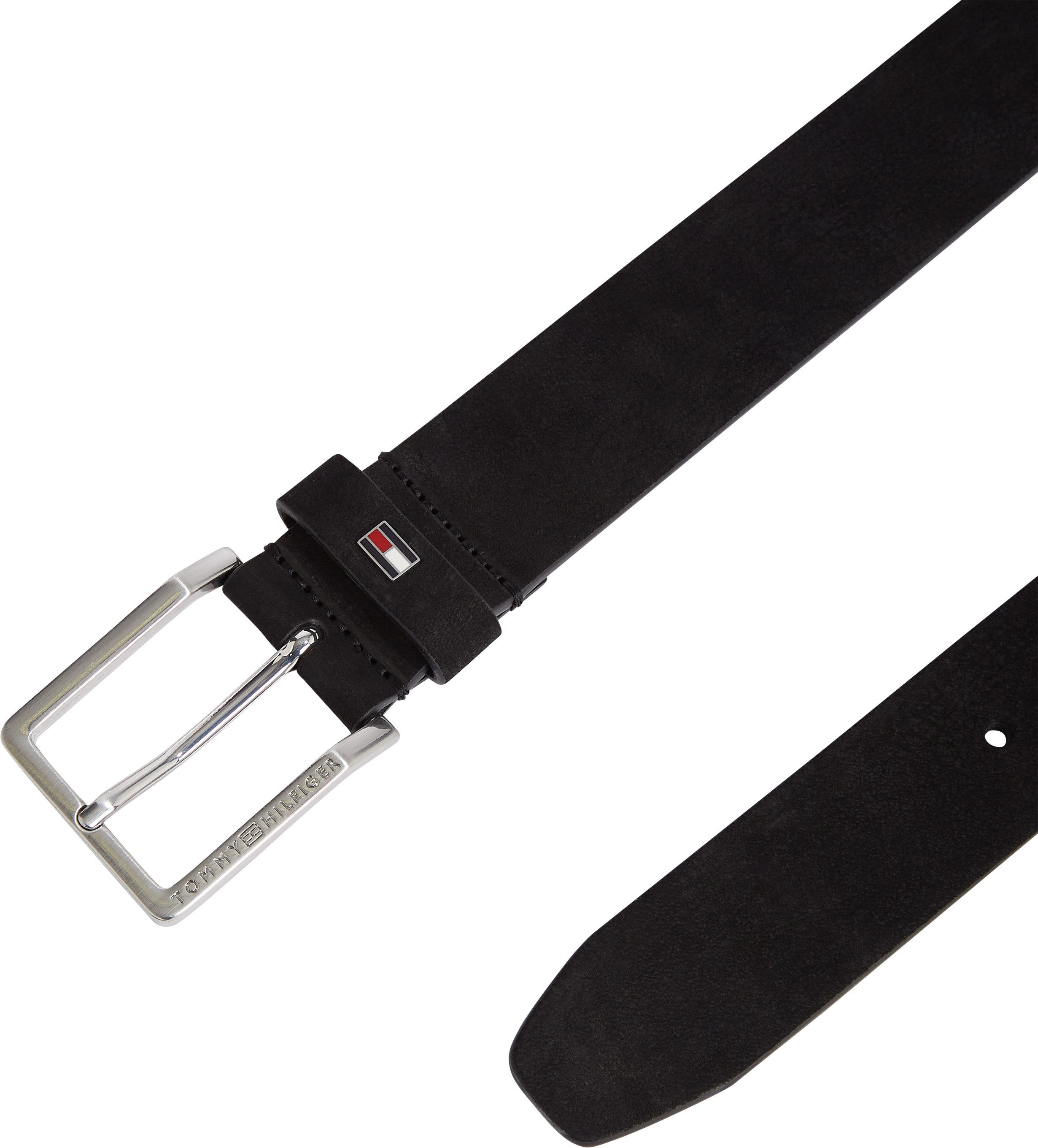 Tommy Hilfiger Leren riem OLIVER NUBUCK 3.5 Metalen patch eenvoudige doornsluiting