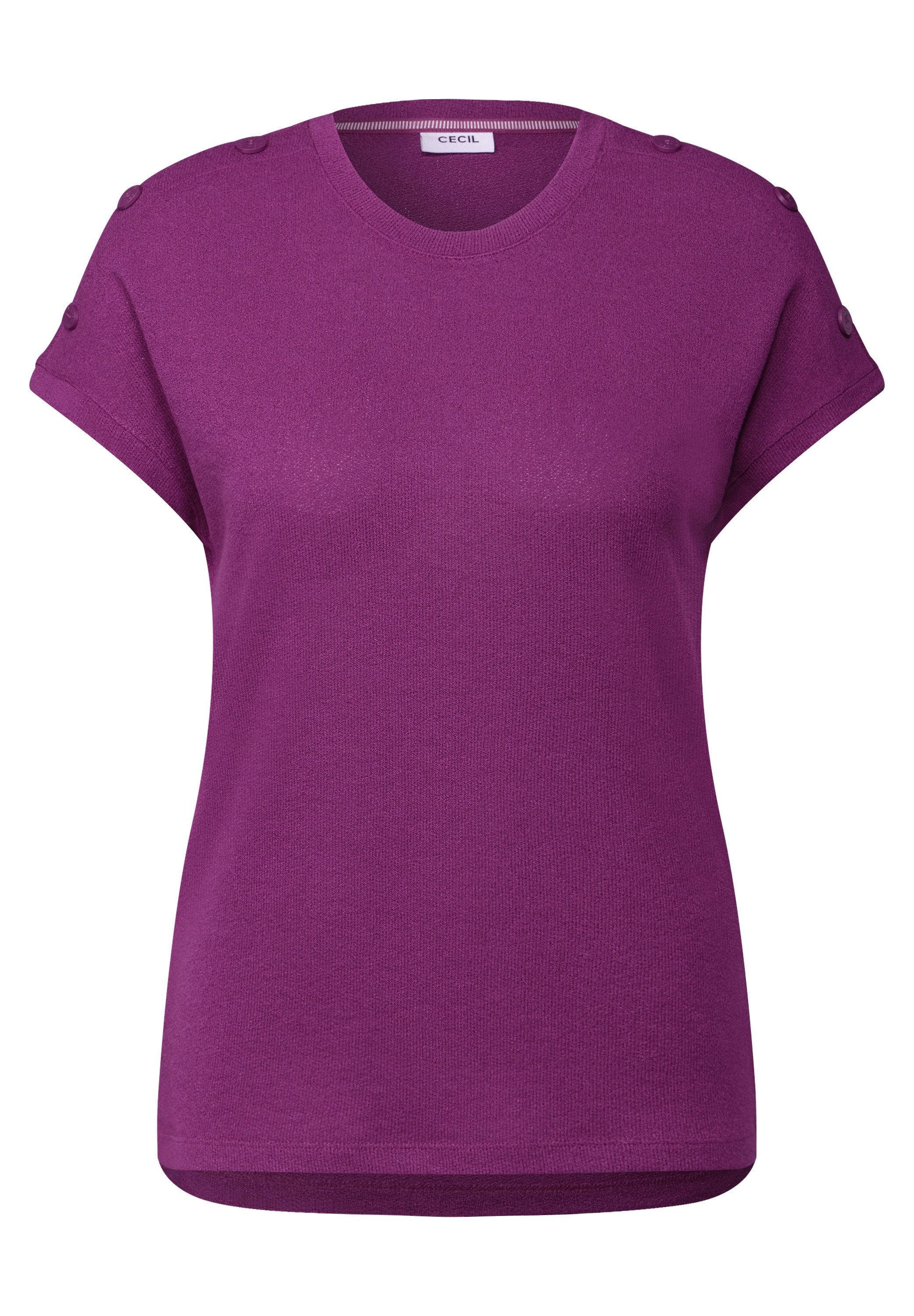 Cecil T-shirt in structuur-look en met knoopdetails