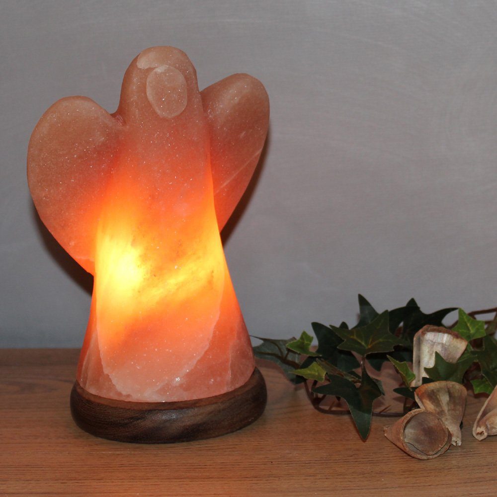 HIMALAYA SALT DREAMS Zoutkristal-tafellamp Engel Met de hand gemaakt van zoutkristal - iedere steen uniek, H: ca.19 cm (1 stuk)