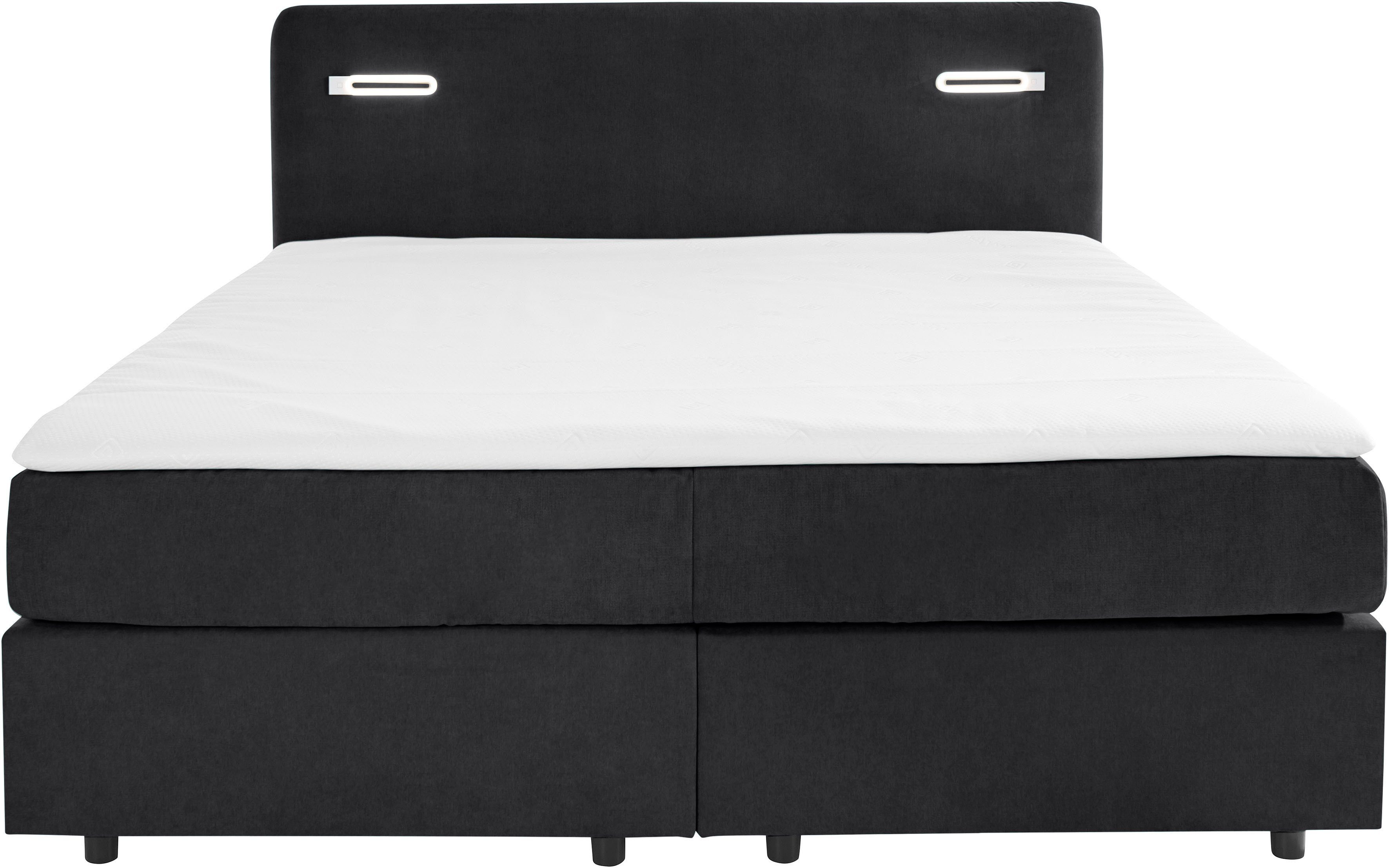 INOSIGN Boxspring Luan Laden, ledverlichting en topmatras, in breedte 120 cm en 180 cm