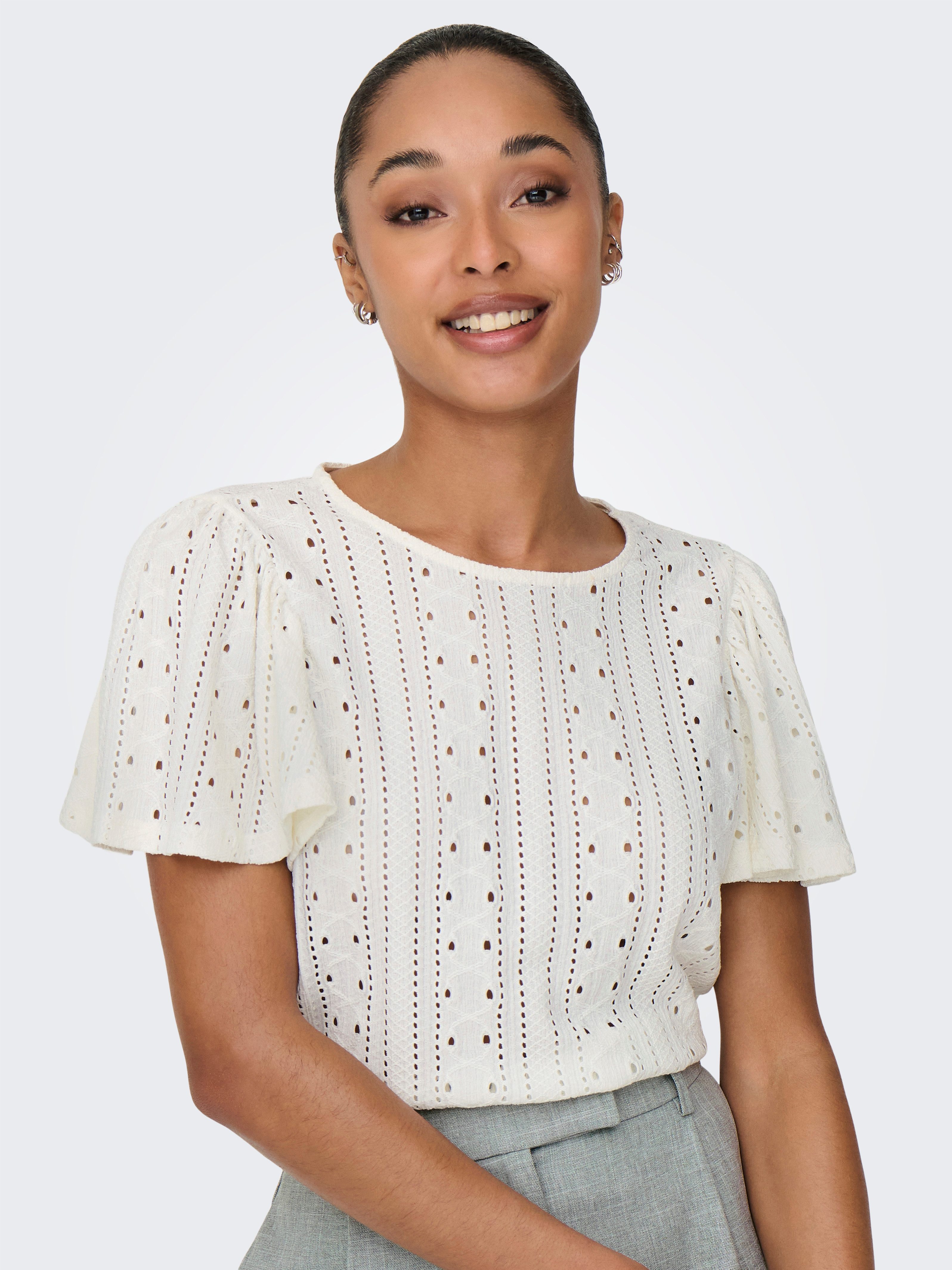 Only Shirt met korte mouwen ONLRIVERSIDE S/S FLAIRED TOP JRS