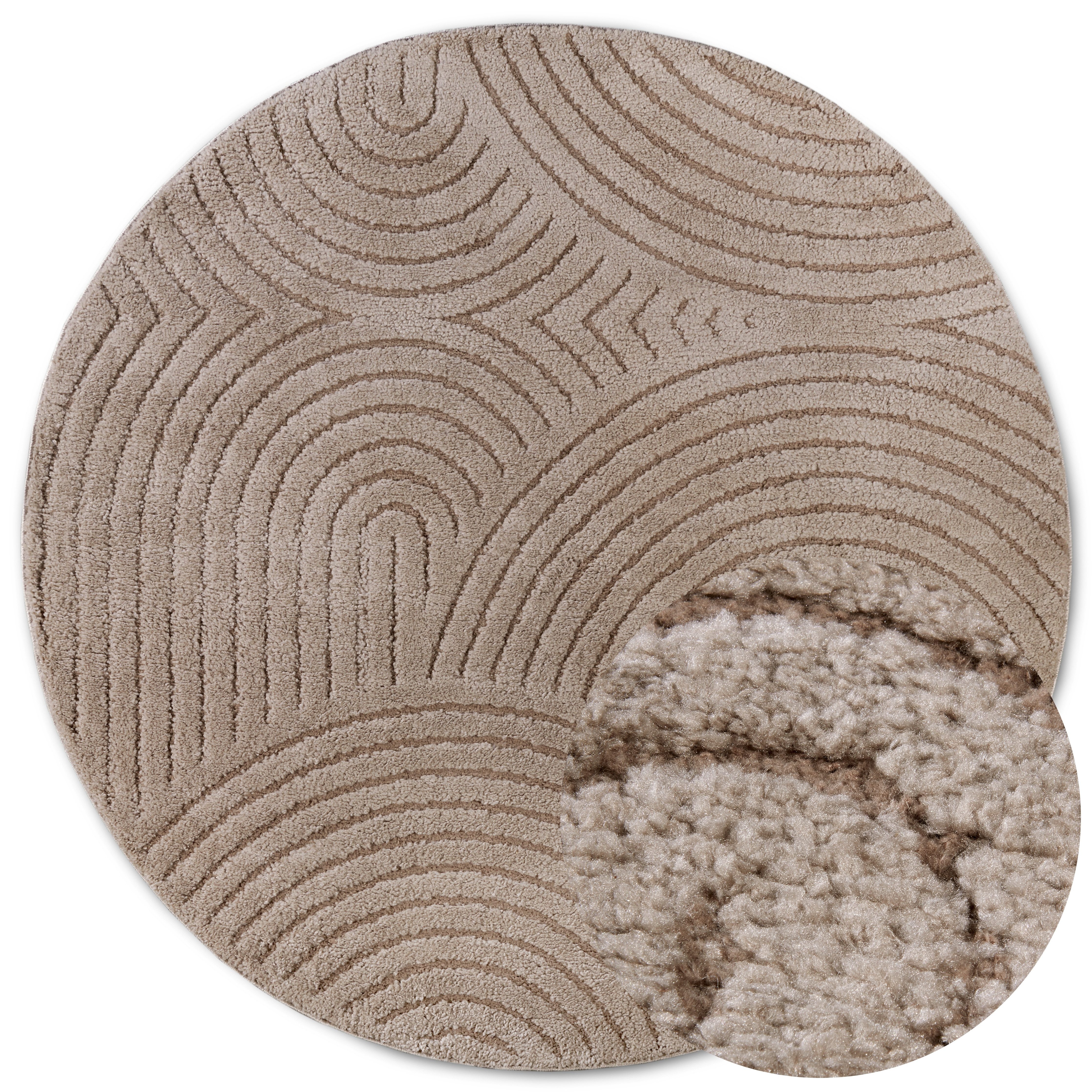 ELLE DECORATION Design-vloerkleed Cosy Panglao, ook als rond tapijt verkrijgbaar uni laagpolig, hoog-laag structuur, modern, scandi, boho, woonkamer