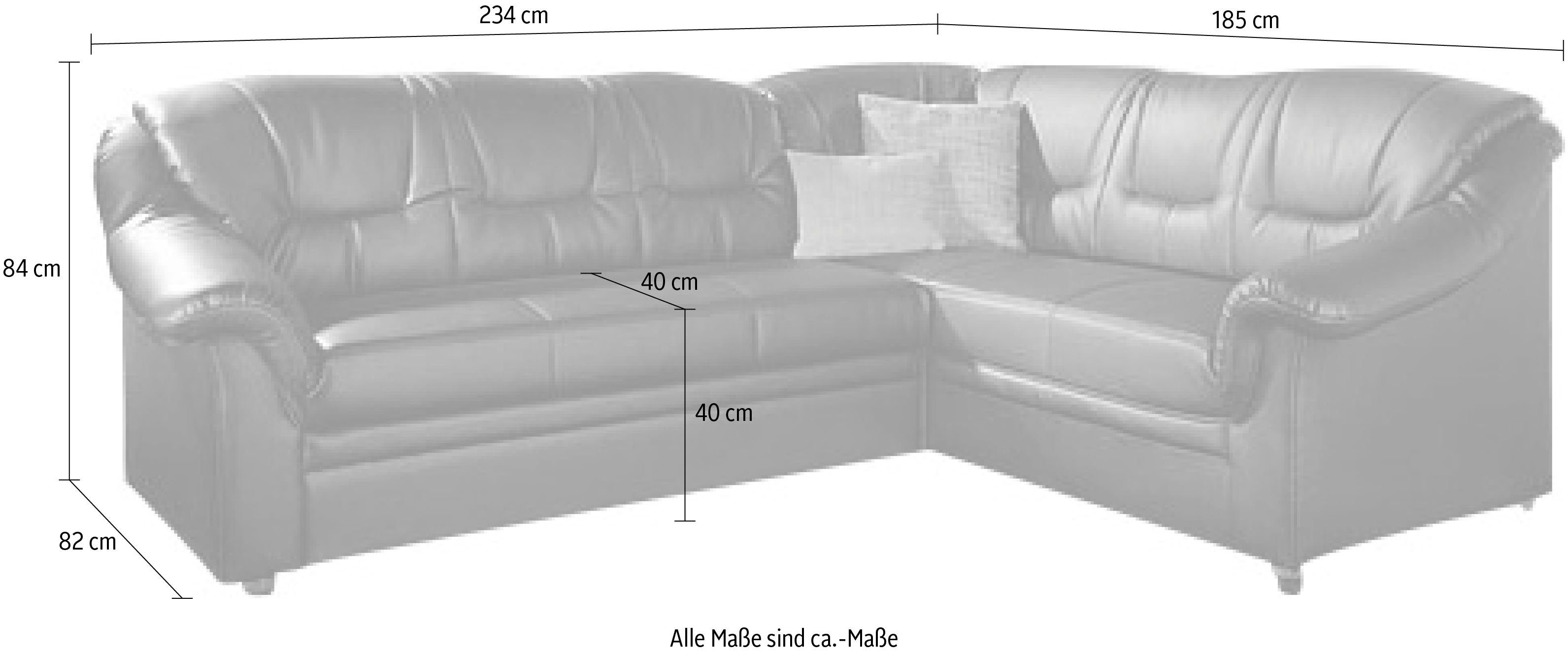 DOMO collection Hoekbank Montana, tijdloze rugsteppingen, comfortabele armleuningen, L-vorm