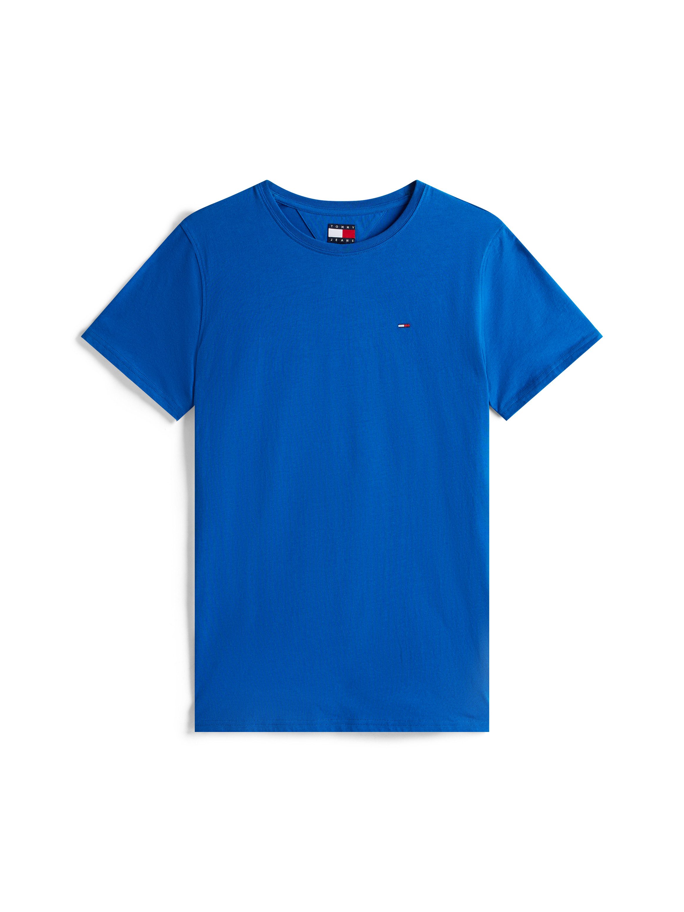 TOMMY JEANS T-shirt TJM ESSENTIAL SOLID TEE met ronde hals en subtiele logo-vlag