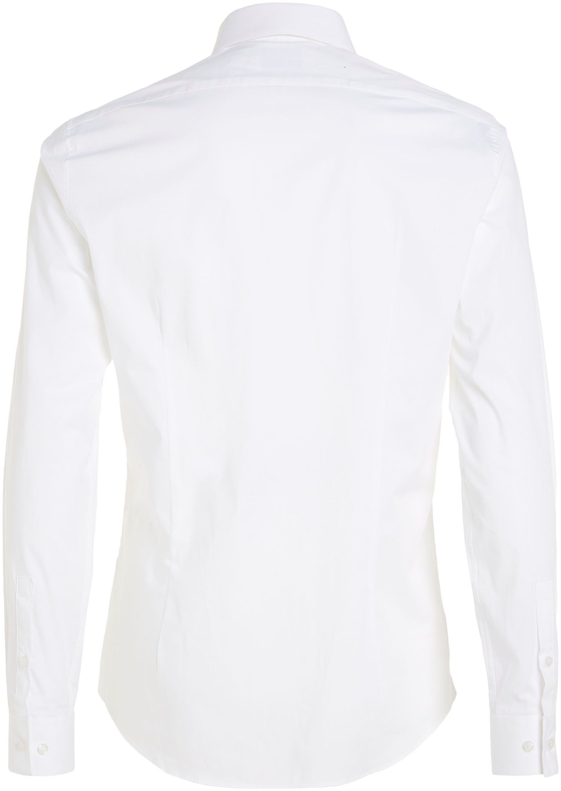 Calvin Klein Businessoverhemd POPLIN STRETCH SLIM SHIRT met kent-kraag, logoprint op borsthoogte