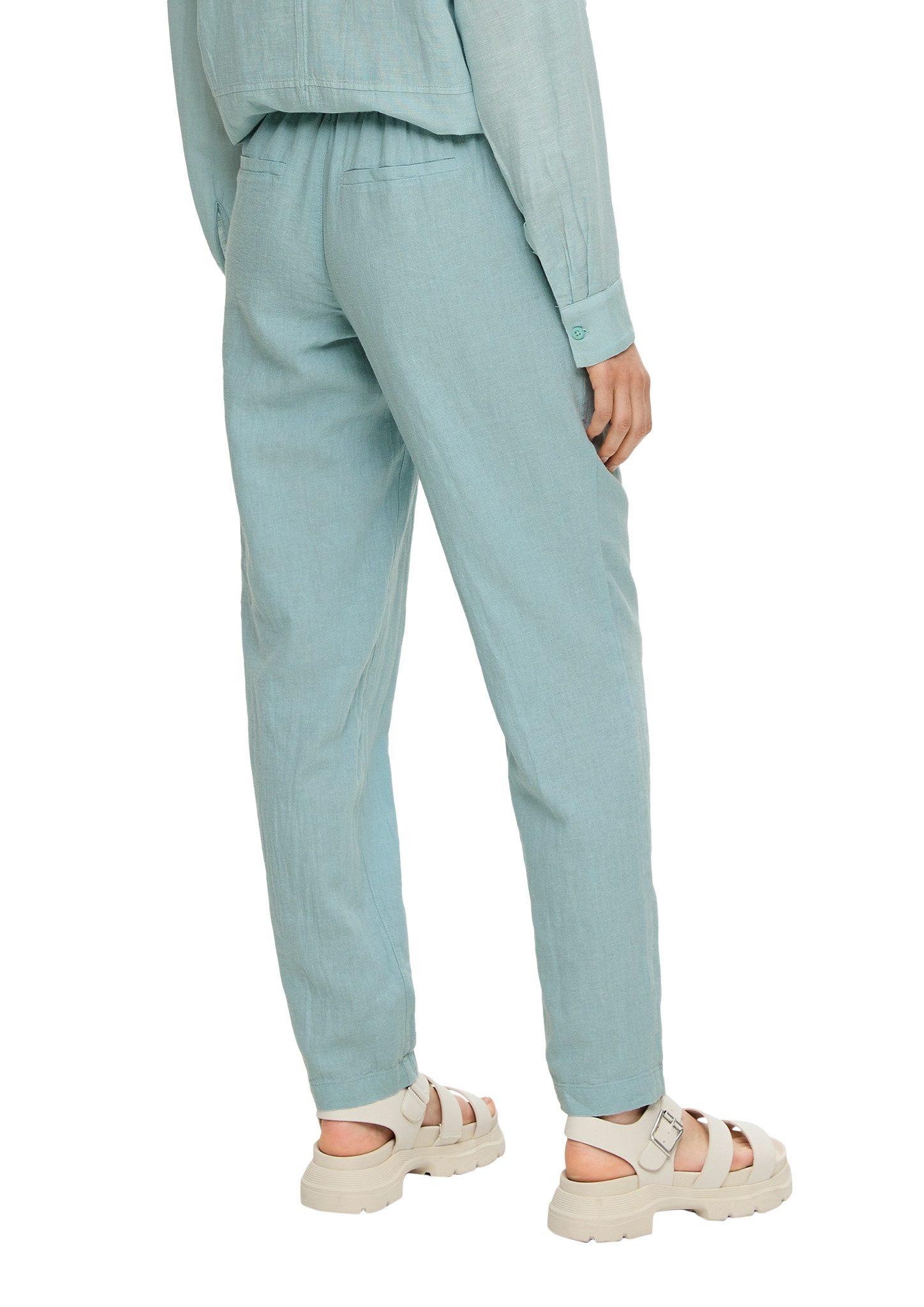 Q S designed by Stoffen broek met elastische band en rechte pijp