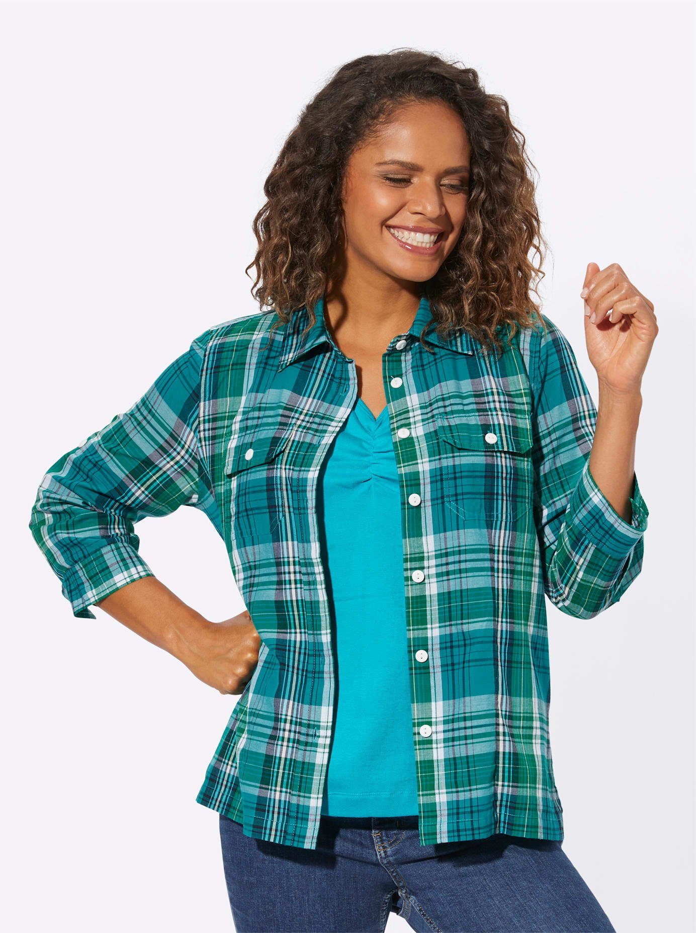 Casual Looks Geruite blouse dames blouses maat 52 blauw