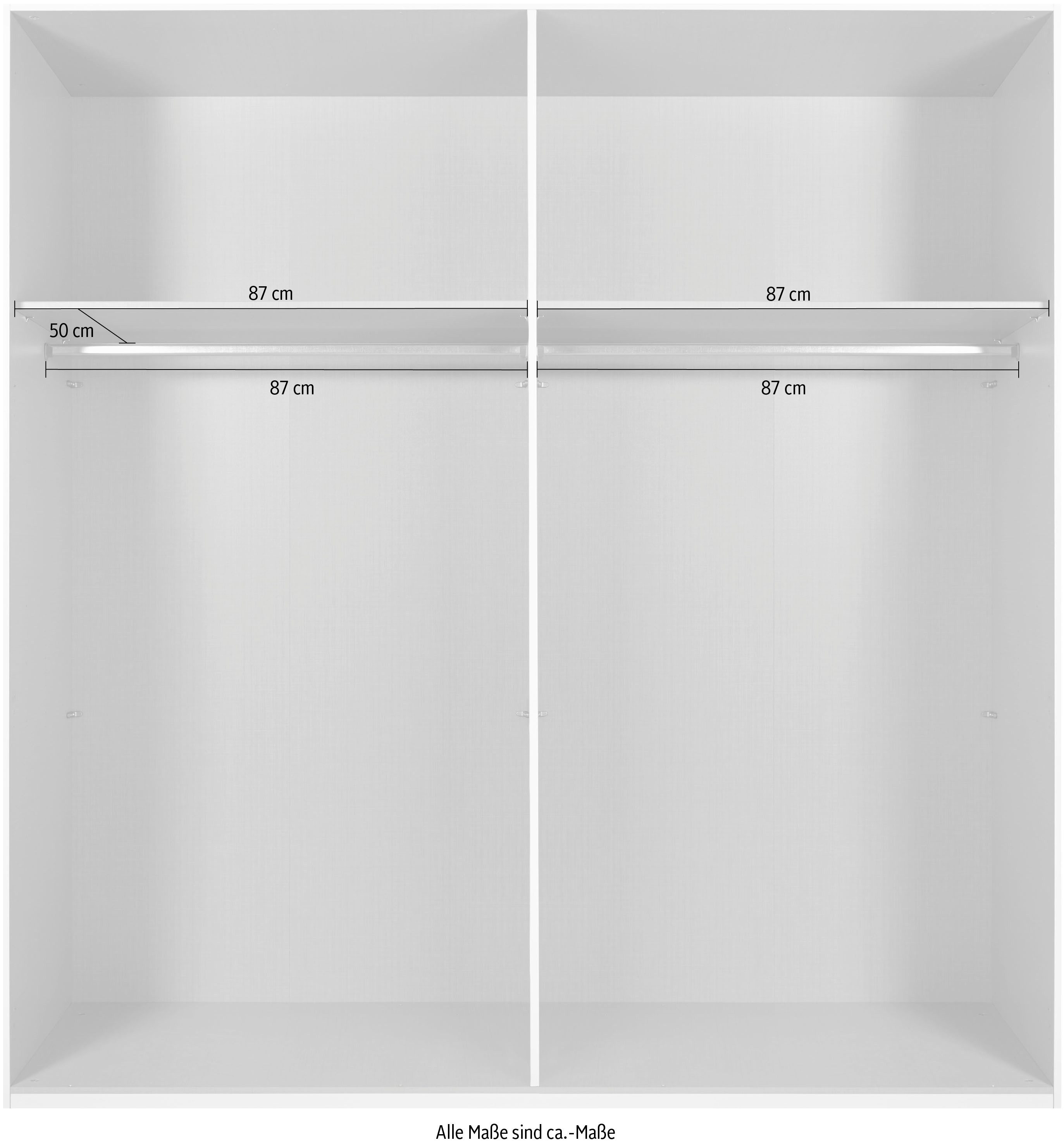 Wimex Schuifdeurkast Easy Plus, kledingkast Made in Germany met glazen inzet/ rookglas, vele breedtes beschikbaar, zwarte handgrepen