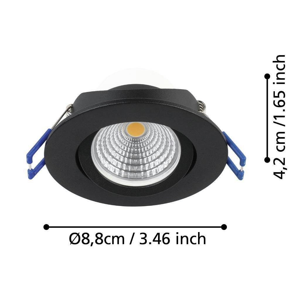 EGLO Plafondlamp SALICETO inbouwlamp, 3-delige set, zwart, dimbaar, kop draaibaar (1 stuk)