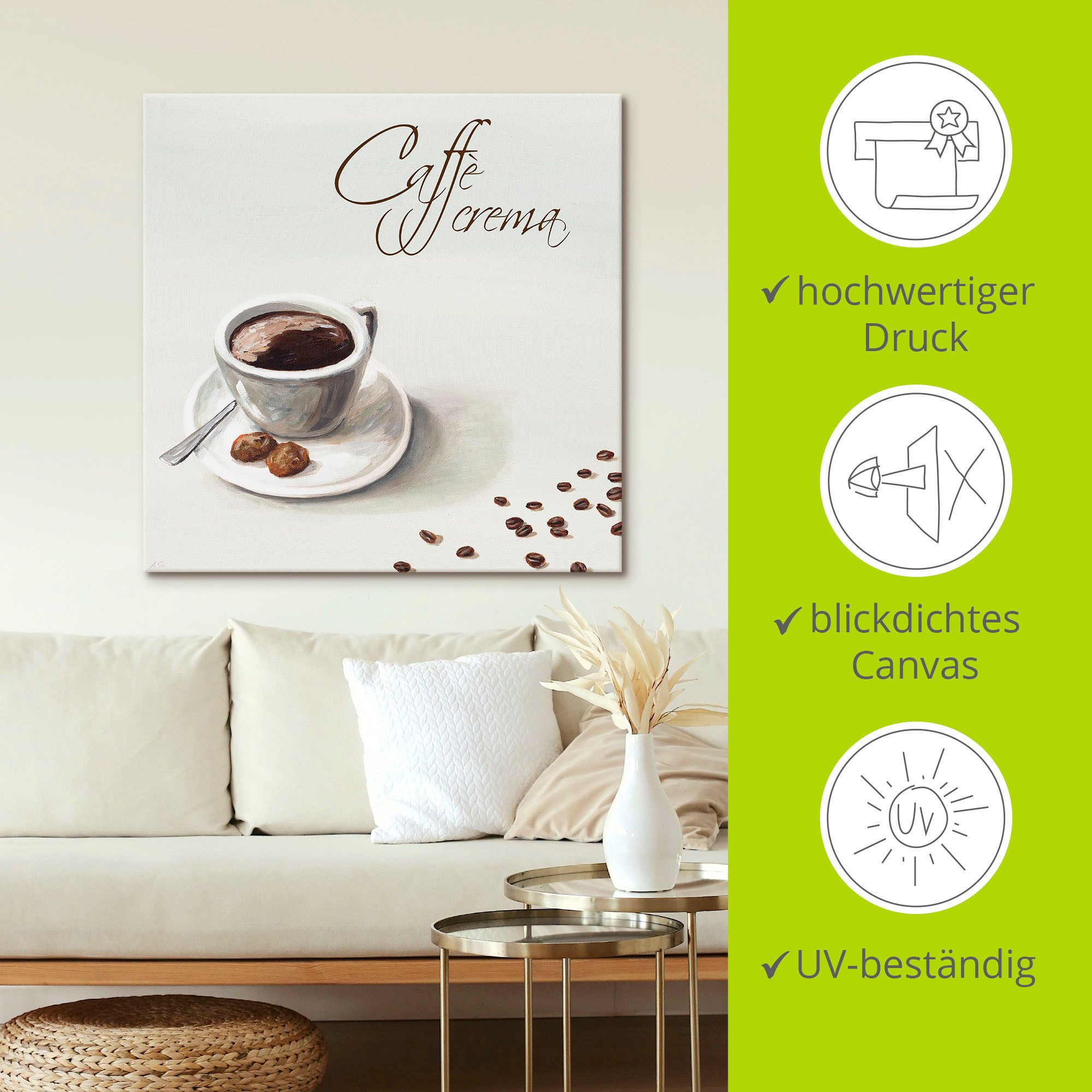 Artland Artprint Koffie crema als artprint op linnen, muursticker in verschillende maten