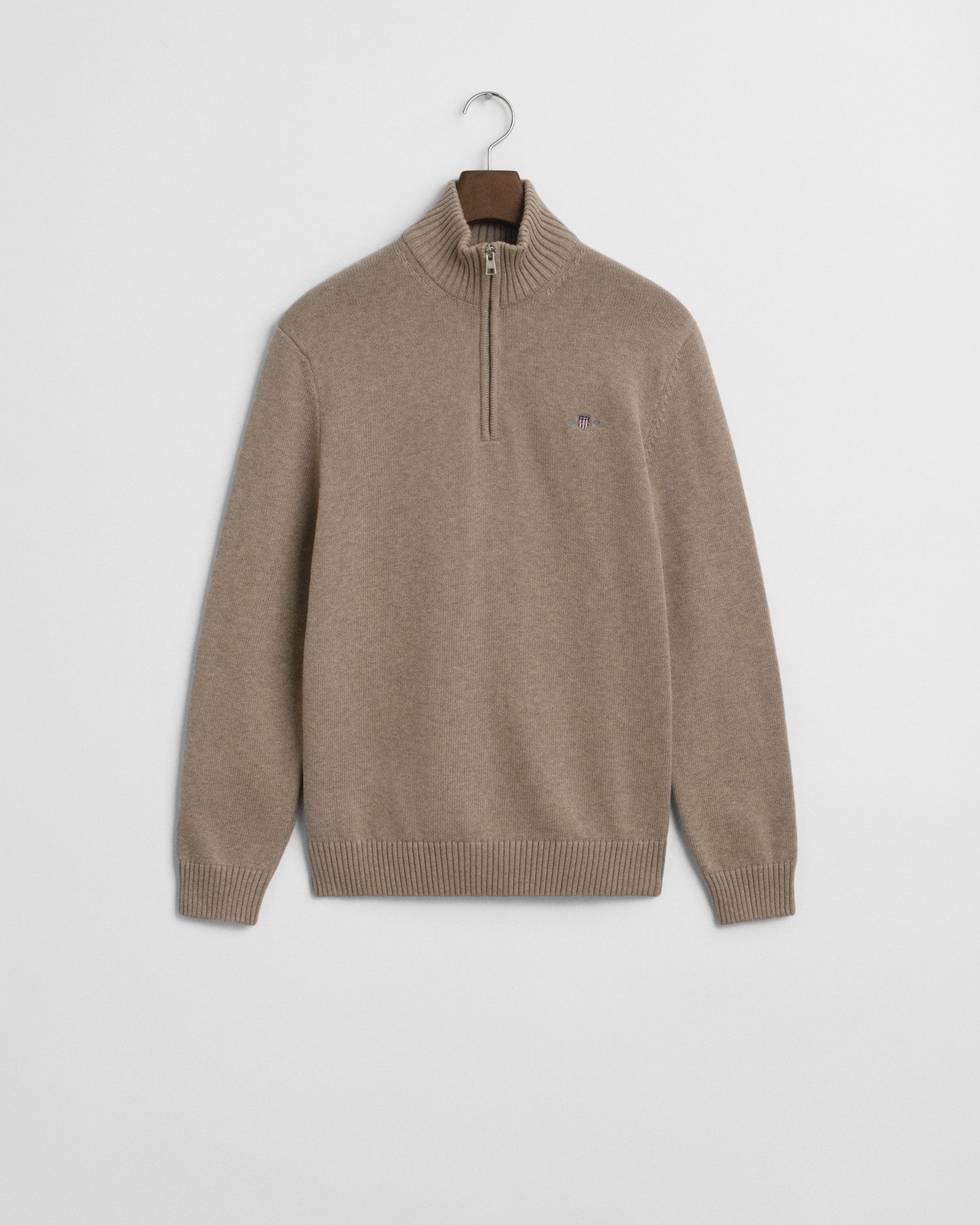 Gant Schipperstrui CASUAL COTTON HALFZIP met geborduurd grafisch logo op de borst