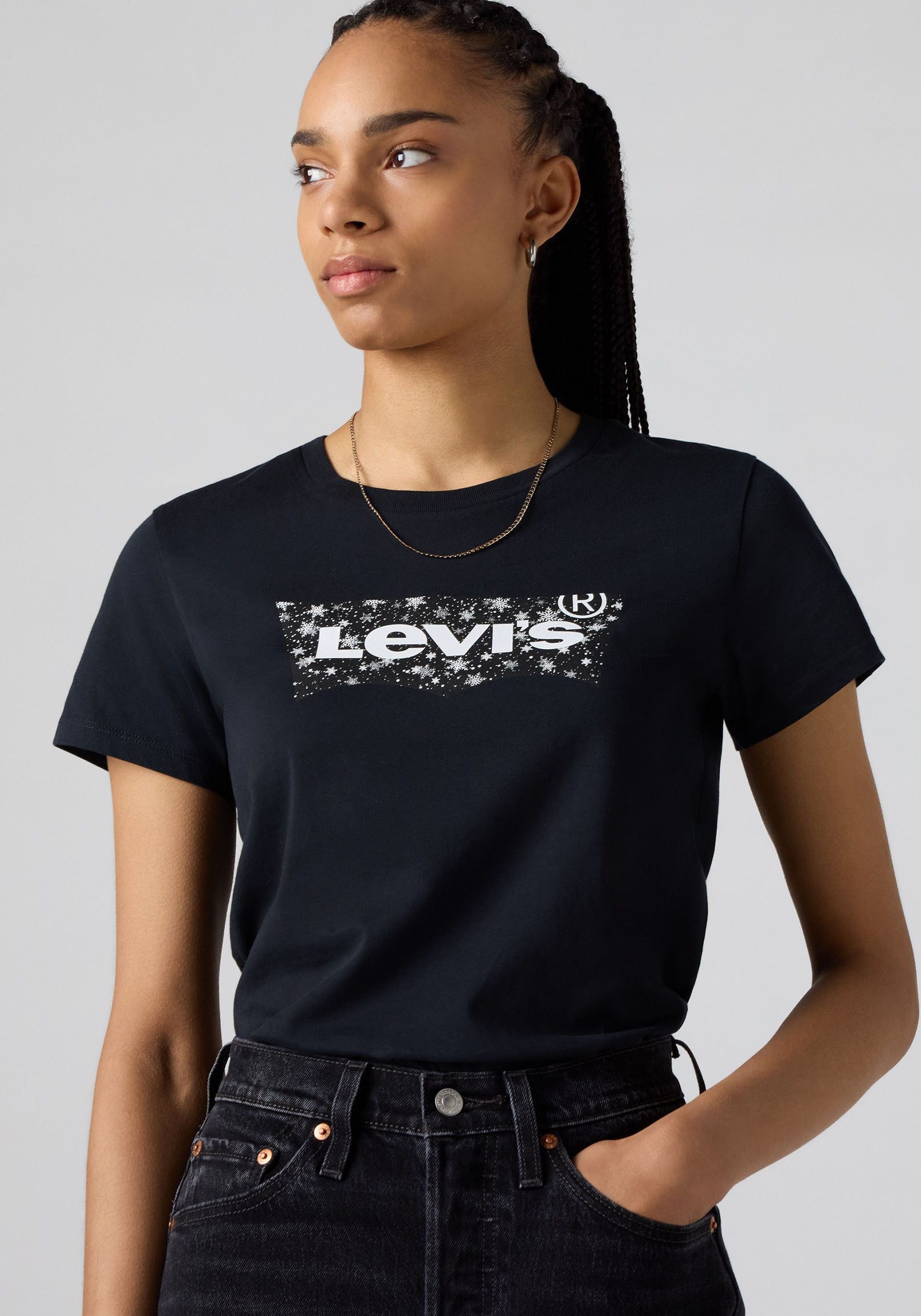Levi's® Shirt met ronde hals The Perfect Tee met logo in metallic-holoprint