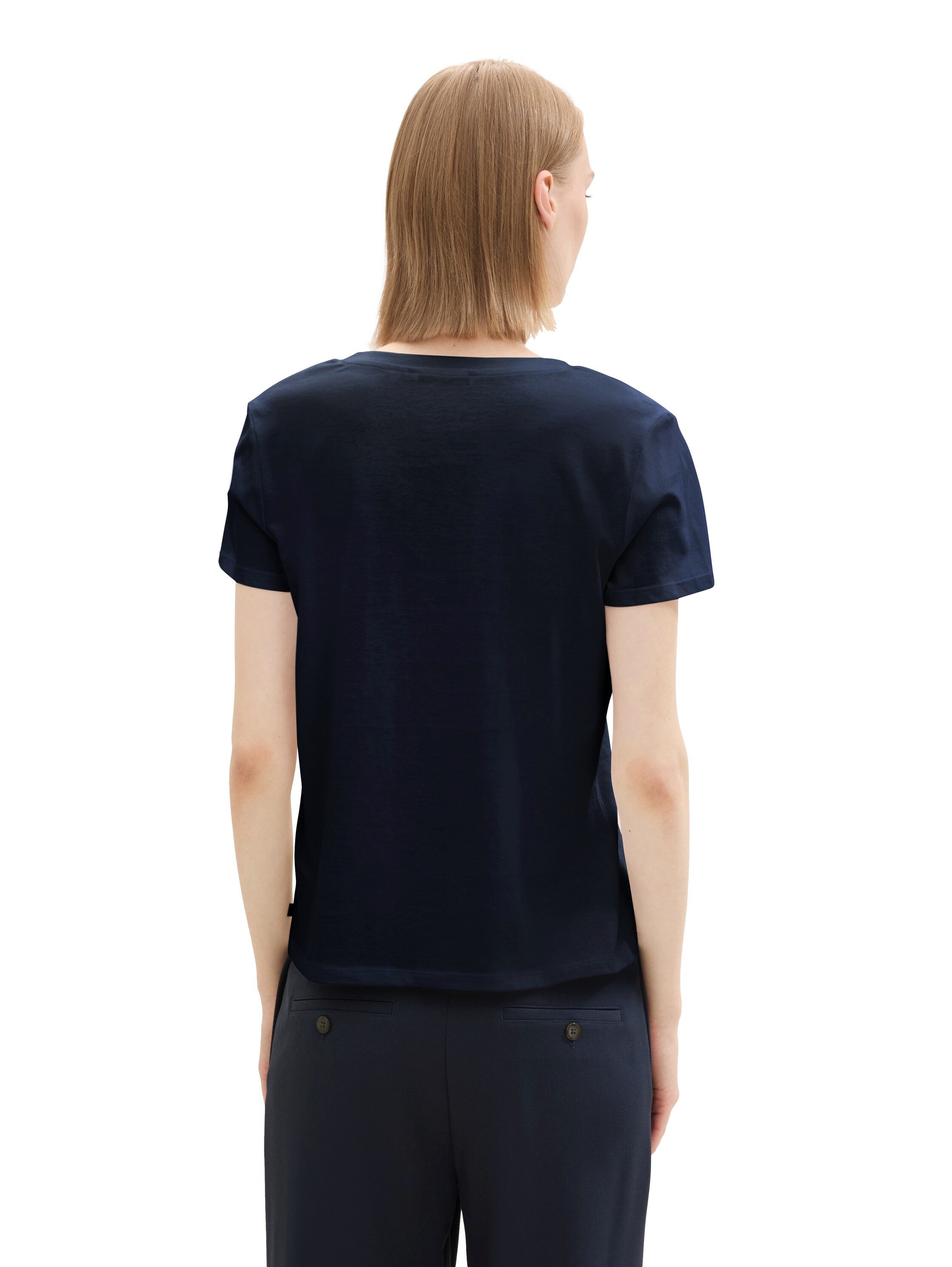 Tom Tailor Denim Shirt met V-hals met statement-prints (set, 2-delig)