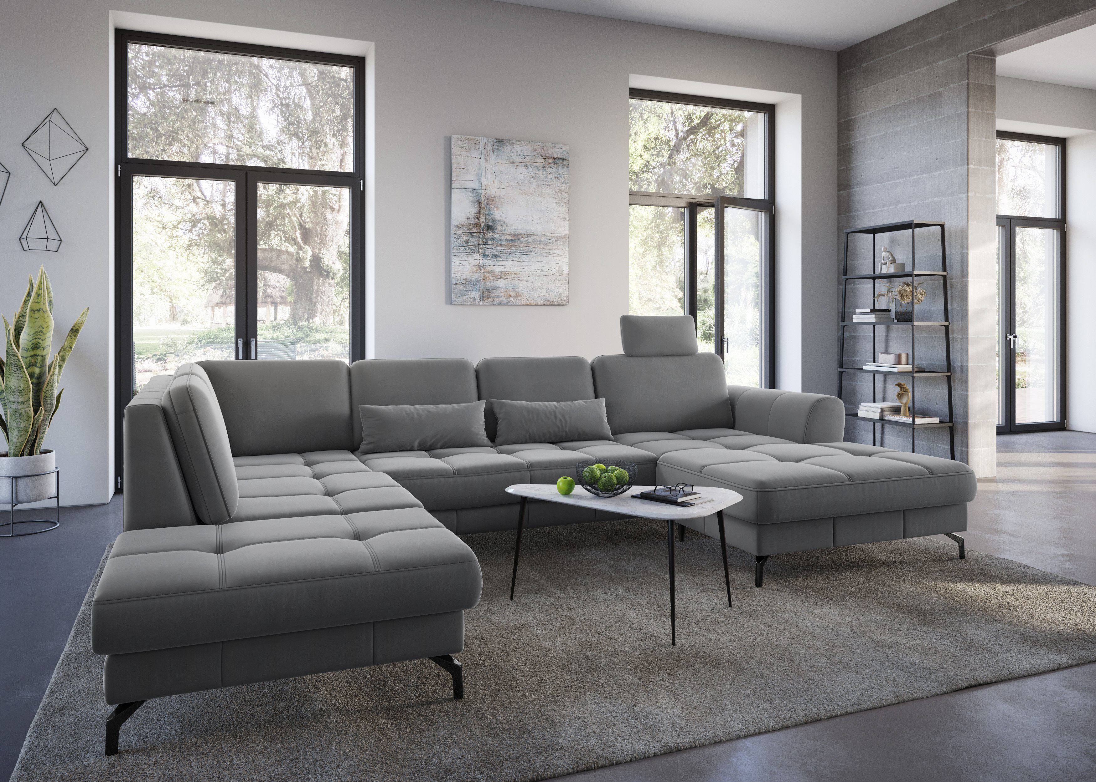 sit&more Zithoek Bendigo U-vorm inclusief zitdiepteverstelling, bodemvrijheid 12 cm, in 2 pootkleuren