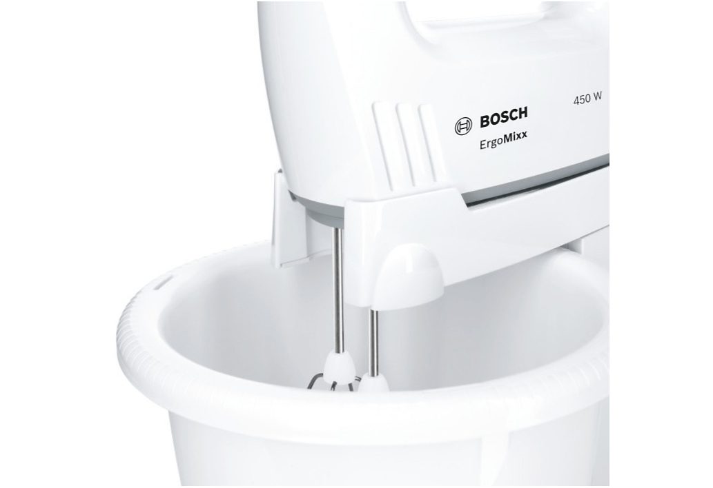 BOSCH Handmixer ErgoMixx MFQ36460, roestvrijstalen garde/kneedhaken, standaard, kom, wit