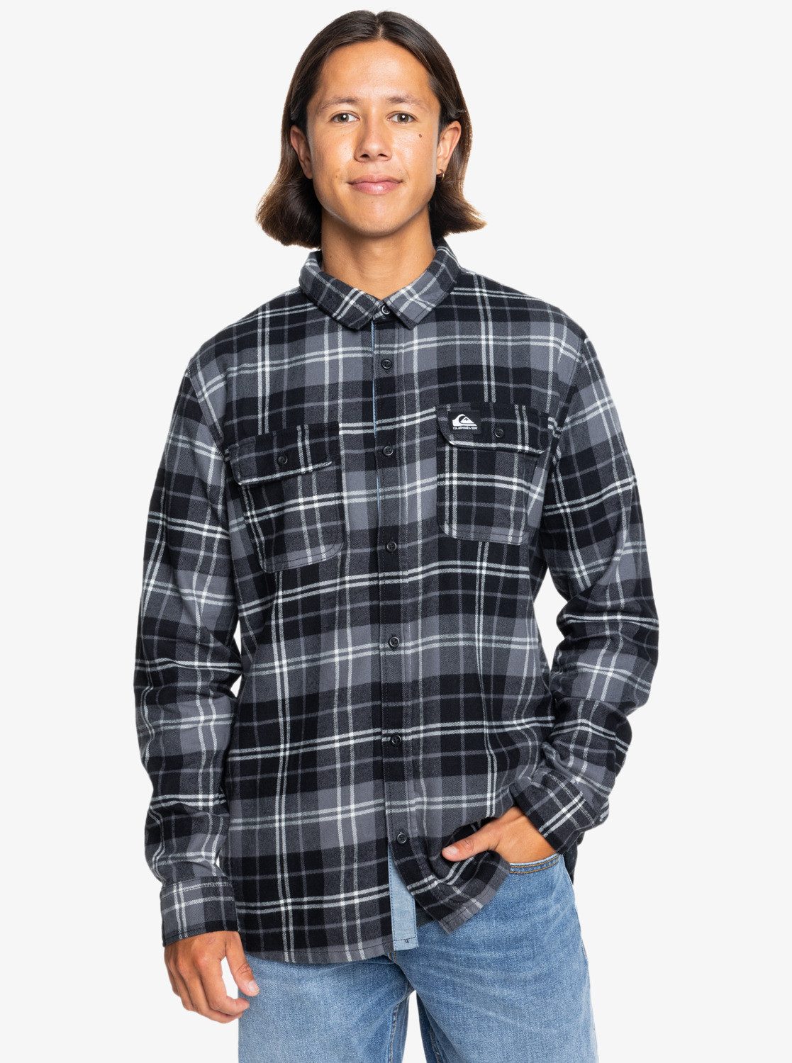 Quiksilver Overhemd met lange mouwen CANTWELL SHIRT heren overhemden maat M zwart