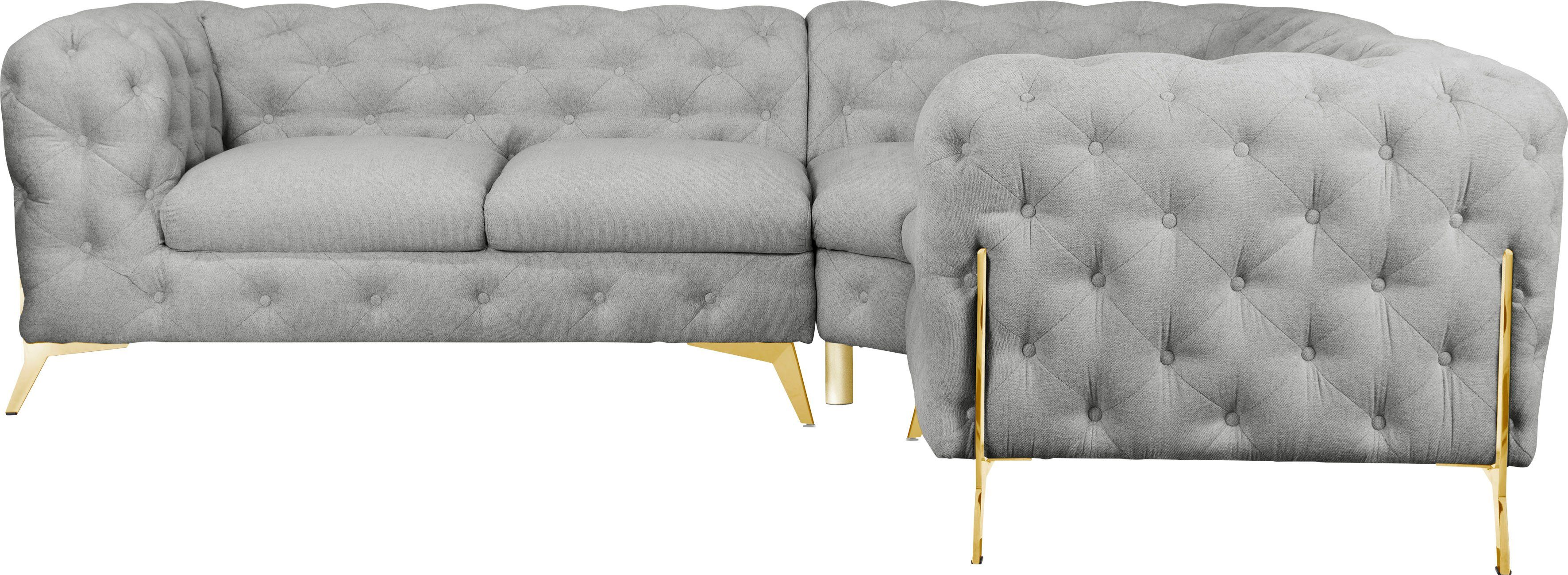 Leonique Chesterfield-bank Amaury L-vorm Chesterfield-look, bxd elk 262 cm, kleur van de poten ter keuze
