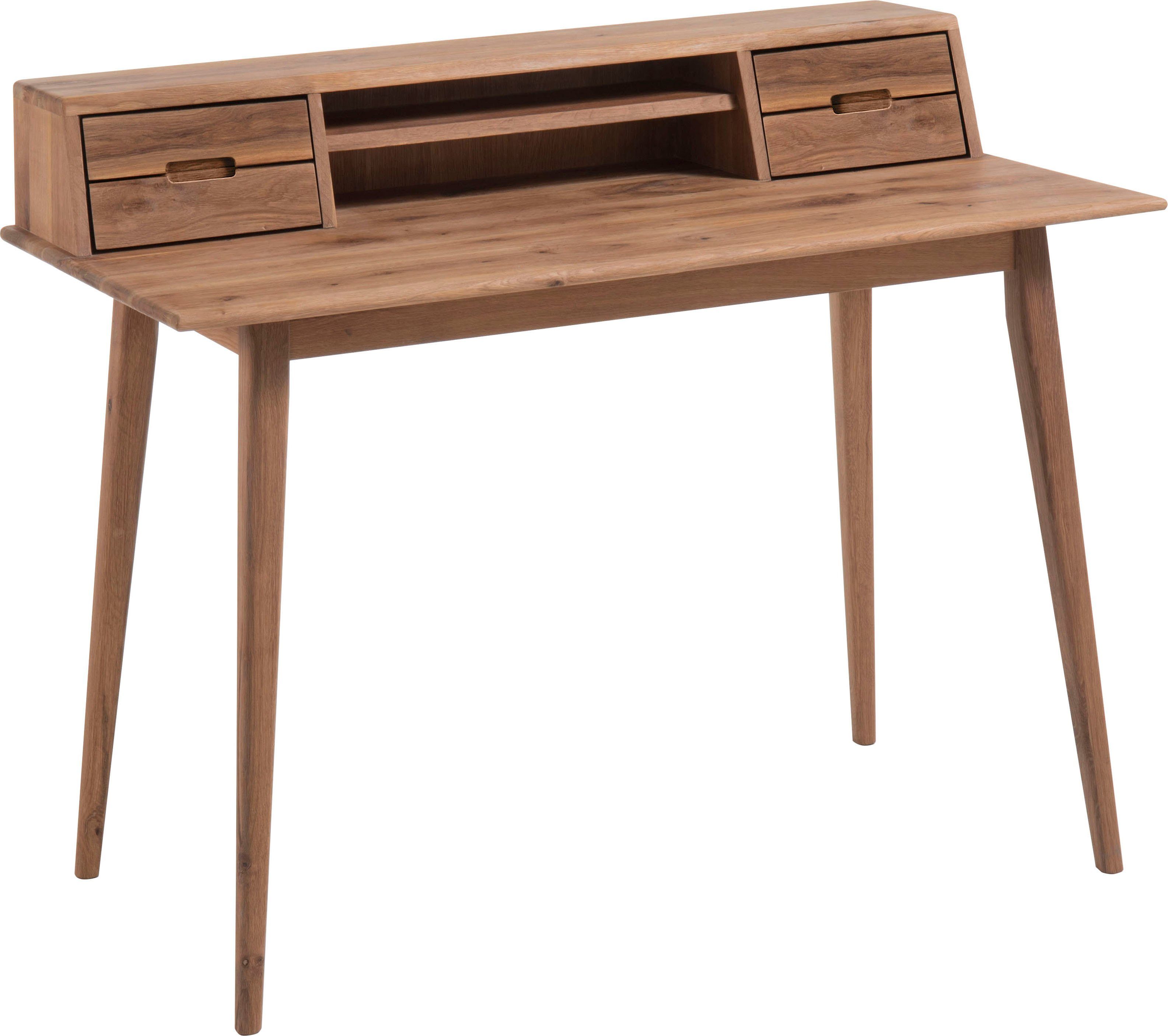 MCA furniture Bureau Melbourne Massief hout noesteiken geolied met laden, breedte 110 cm