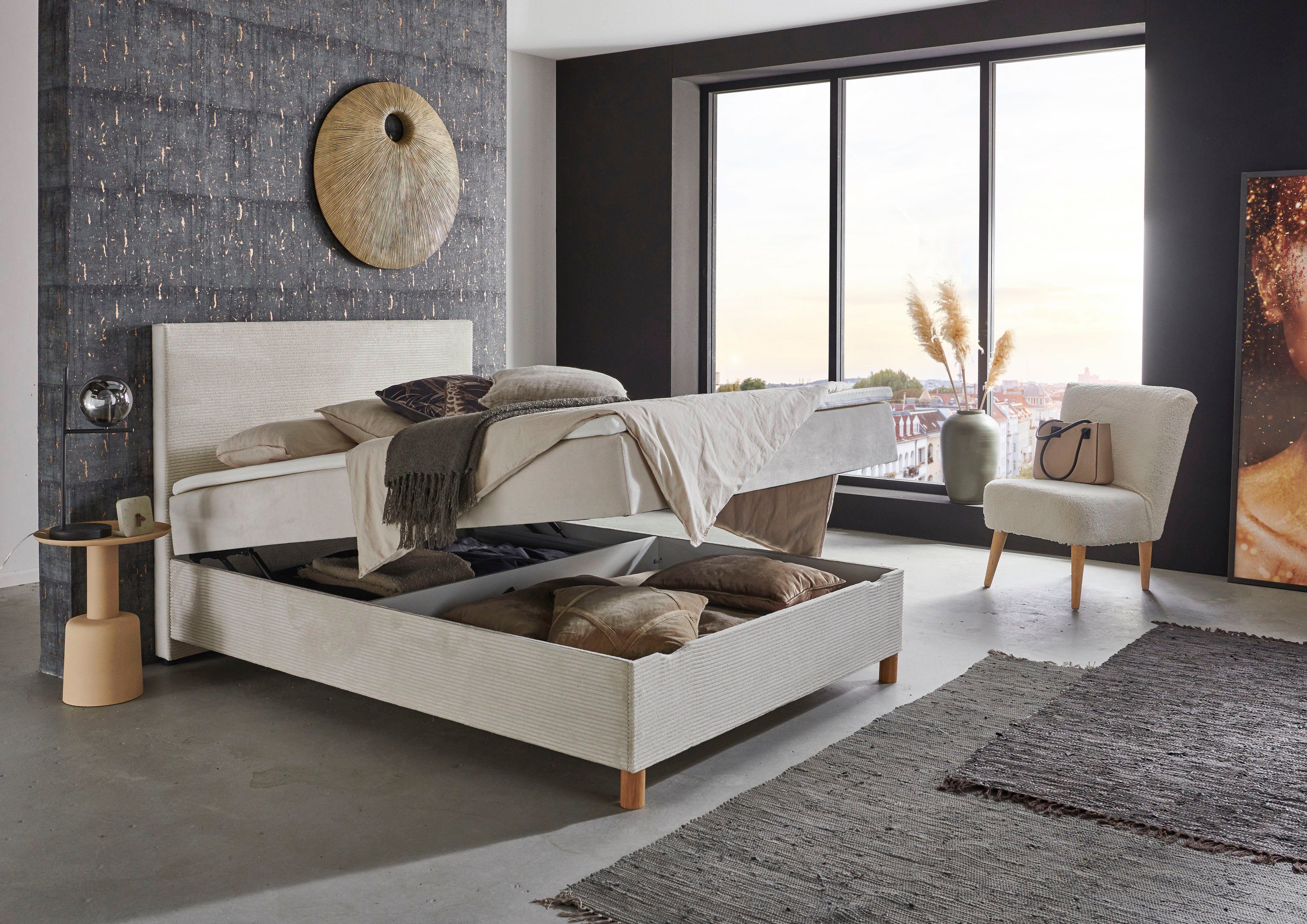meise.möbel Boxspring Corsica met bedkist en topmatras, bekleding in een stof- en cordmix