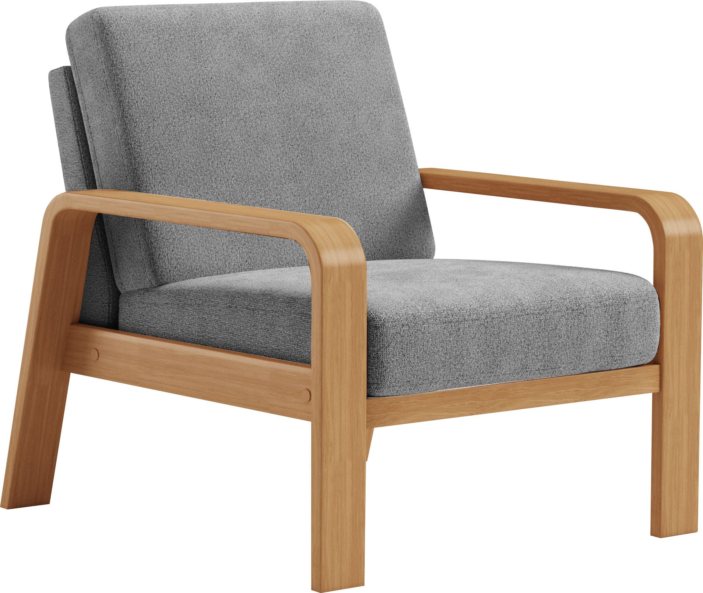 sit&more Fauteuil Kolding Armleuningen van eikenkleurig beukenhout, verschillende bekledingen en kleuren