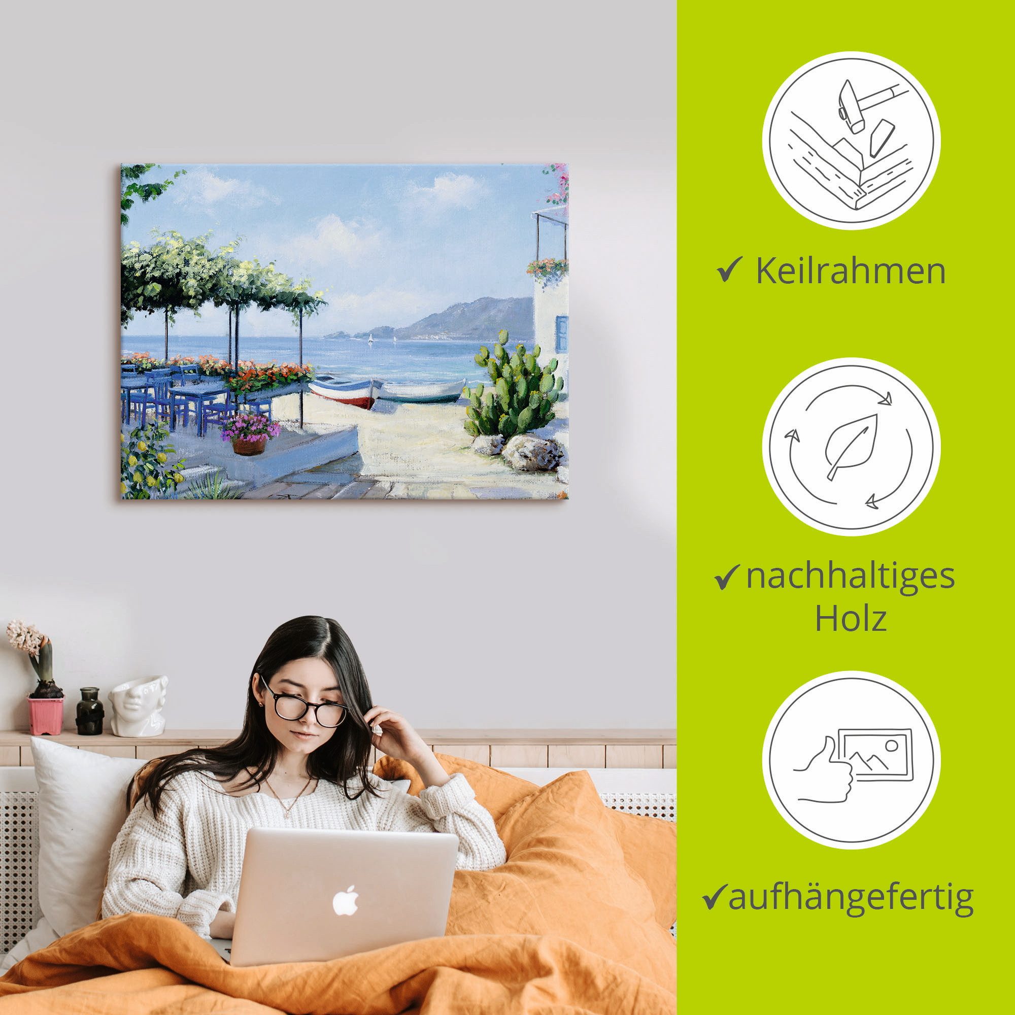 Artland Artprint Mooi uitzicht op zee als artprint op linnen, muursticker in verschillende maten