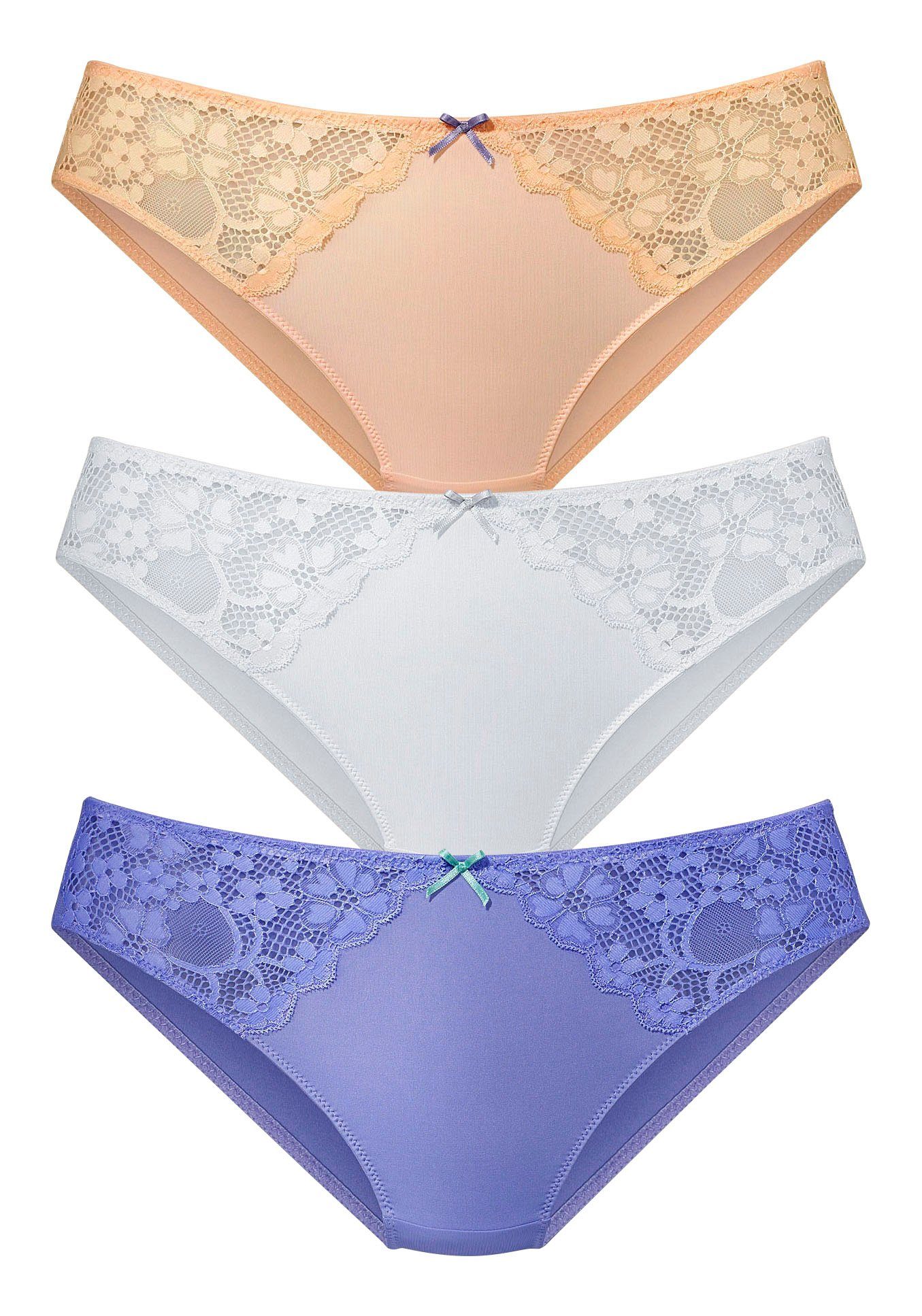 Petite fleur Slip met iets transparante jacquard-kant aan beide kanten opzij (3 stuks)