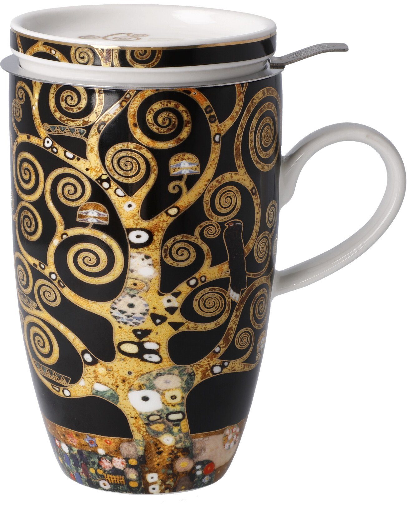 Goebel Kopje Klimt Artis Orbis, theekop met deksel/zeef, Gustav Klimt - De Levensboom