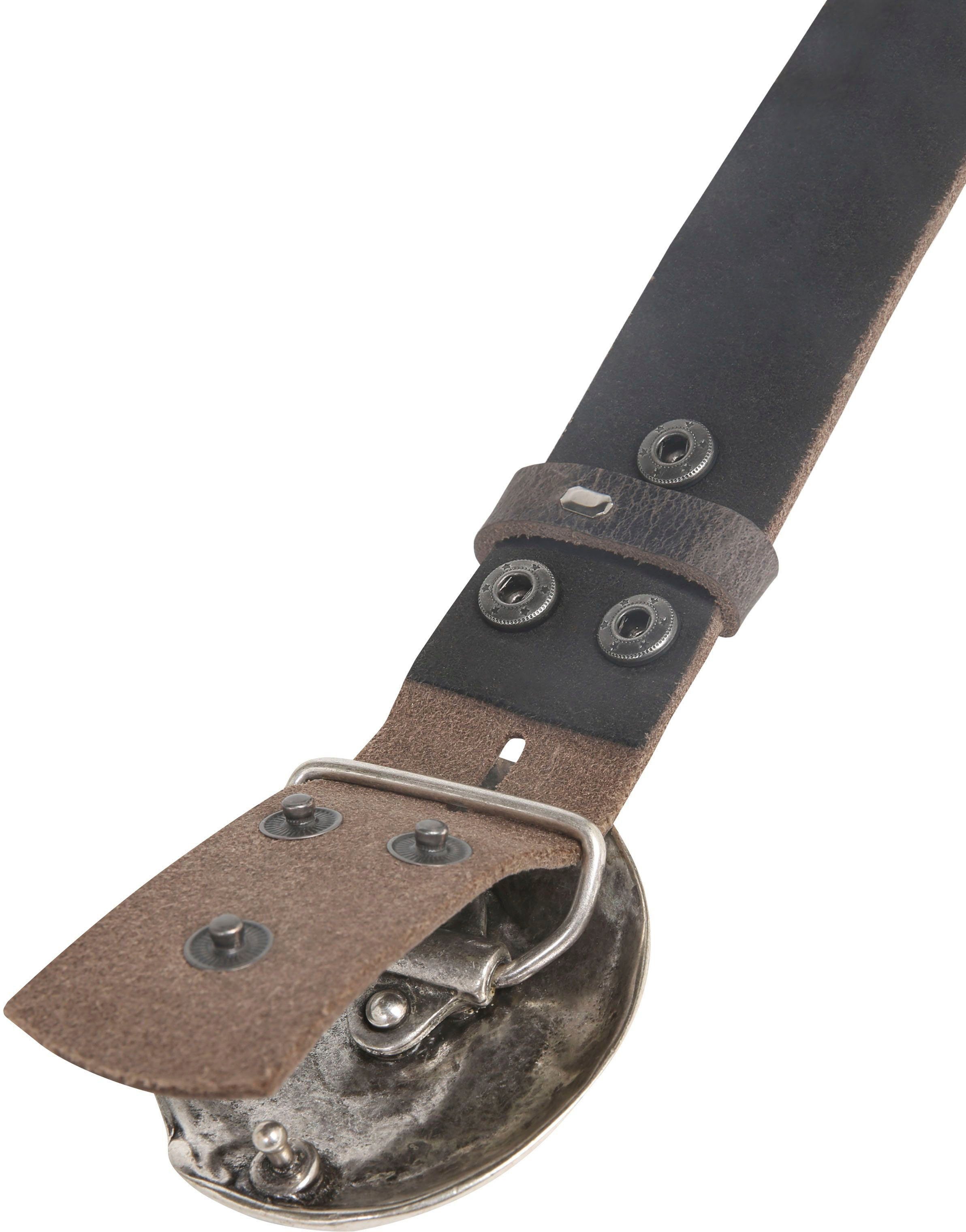 RETTUNGSRING by showroom 019° Leren riem met gesp in schelpenontwerp