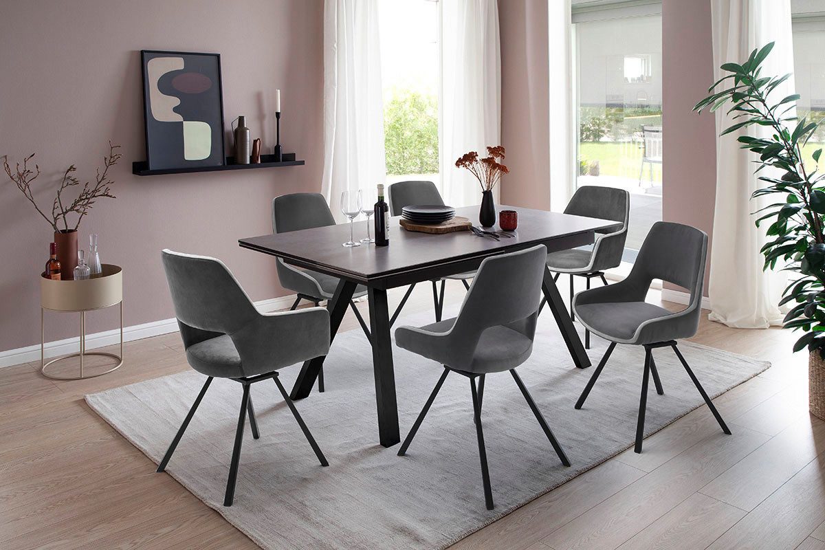MCA furniture Eettafel TOBAGO uitschuiftafel 180-260 cm Keramiek, metaal, uitschuifbaar, tafelblad 13 mm