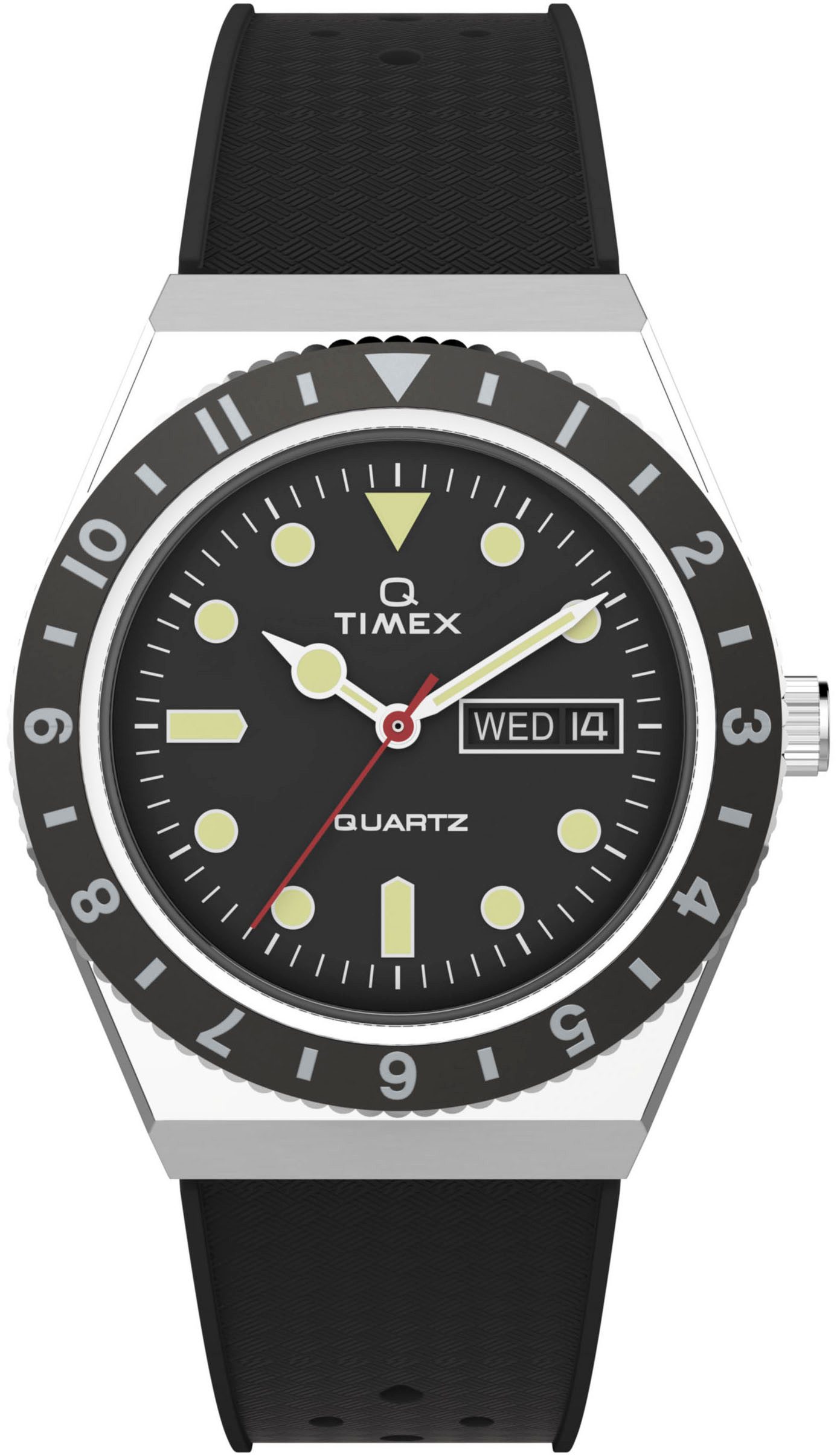 Timex Kwartshorloge DIVER INSPIRED Polshorloge, herenhorloge, datum, glow-in-the-dark wijzers, siliconen armband heren horloges zwart