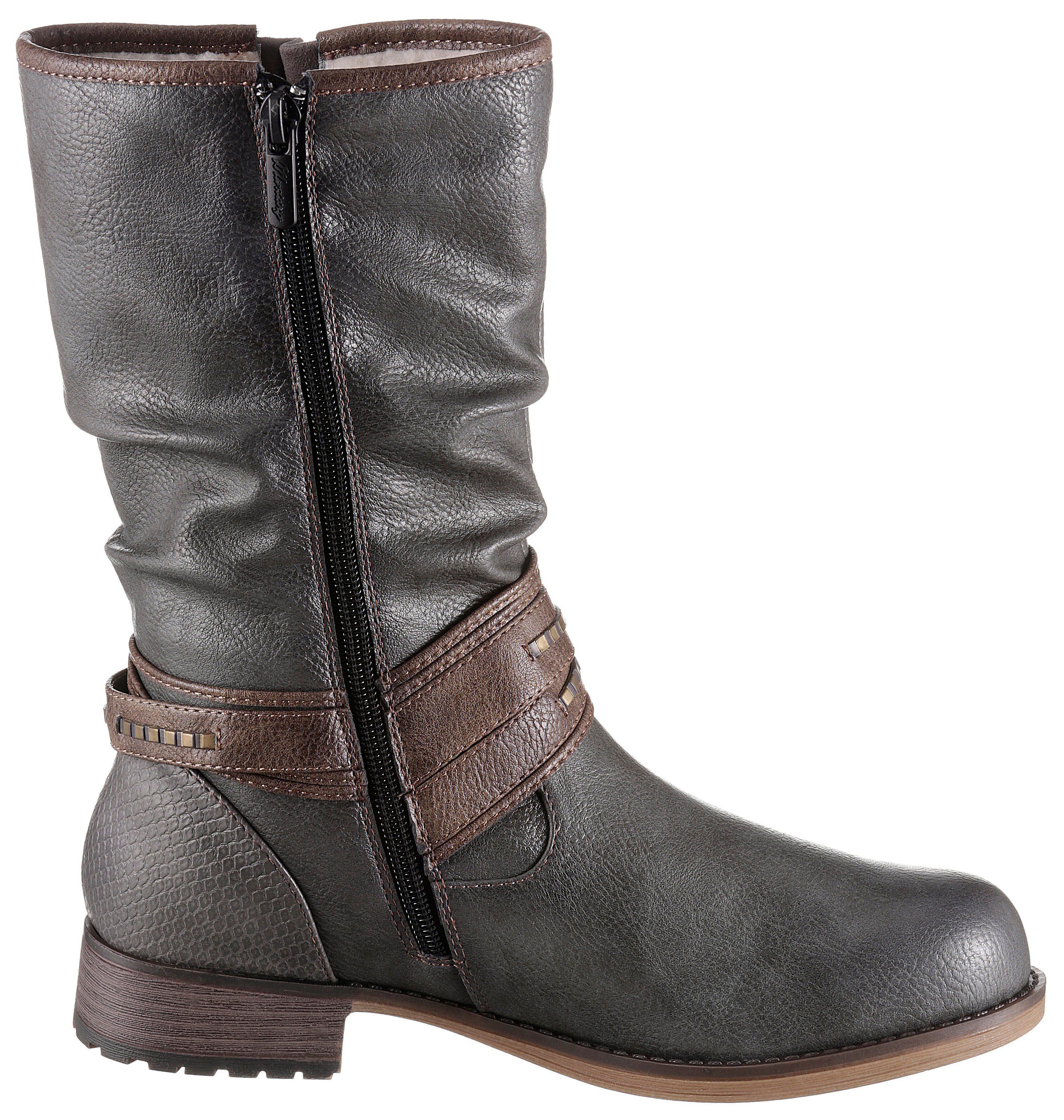 Mustang Shoes Winterlaarzen , enkellaarsjes, winterlaarzen met decoratieve gespen aan de slouchy schacht