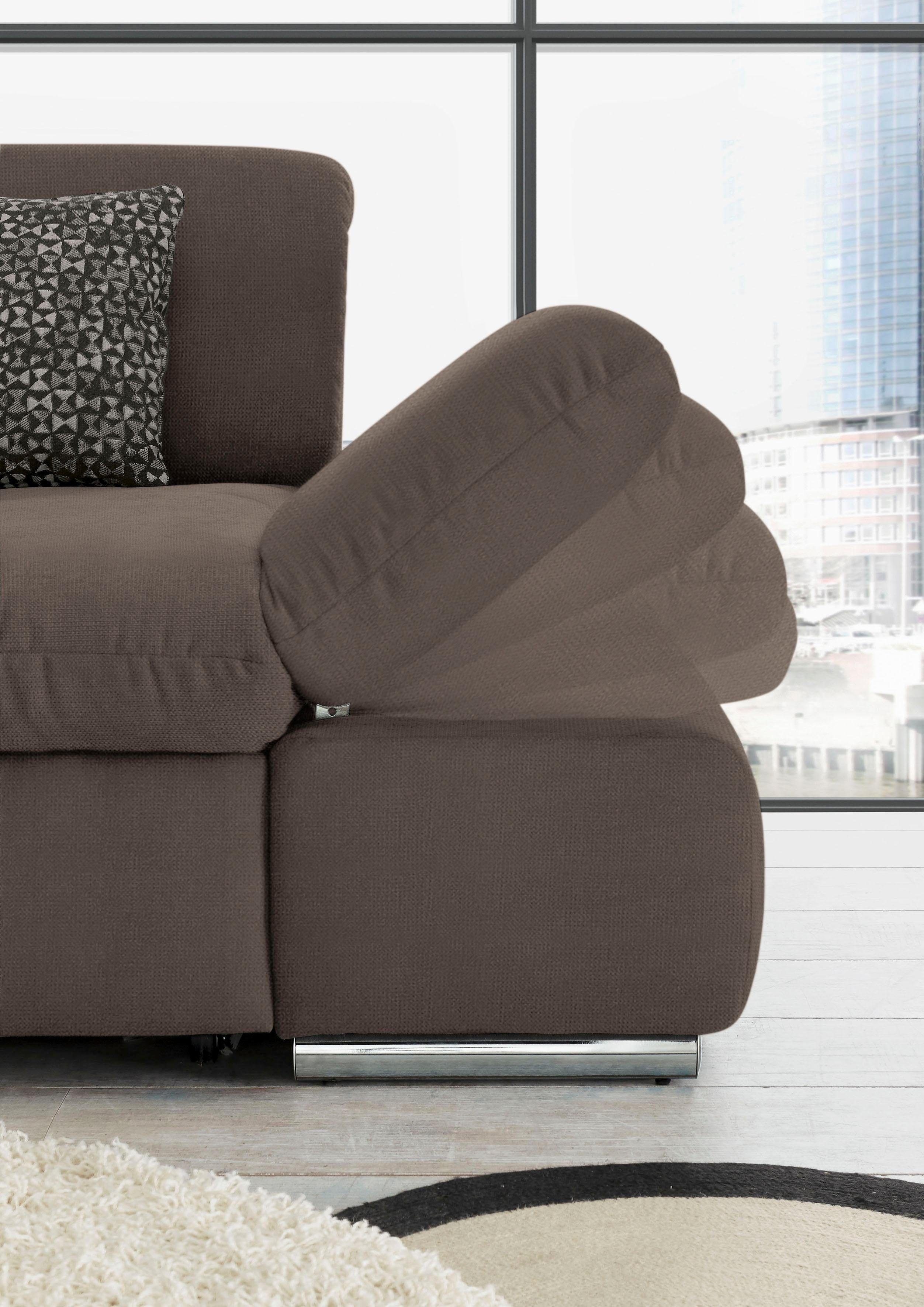 set one by Musterring Hoekbank SO4100 V met verstelbare hoofdeinden, optioneel met functies, cord bekleding