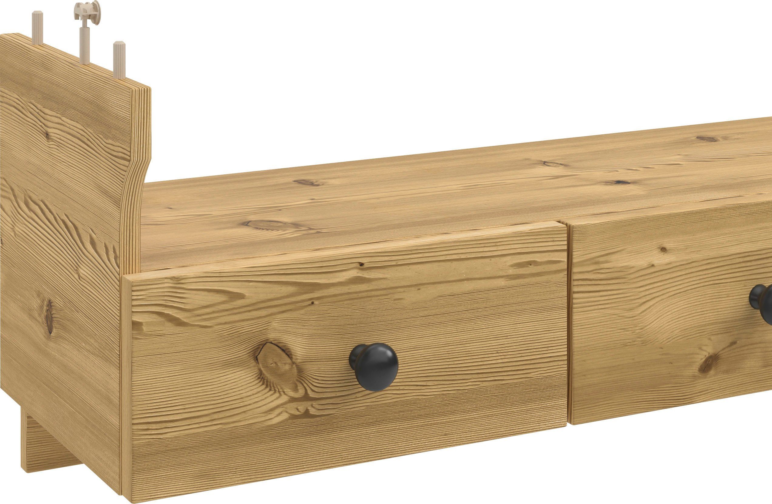 Kochstation Keukenrek KS-Osby Massief grenen, breedte 100 cm, 1 lade, 6 metalen haken (1 stuk)
