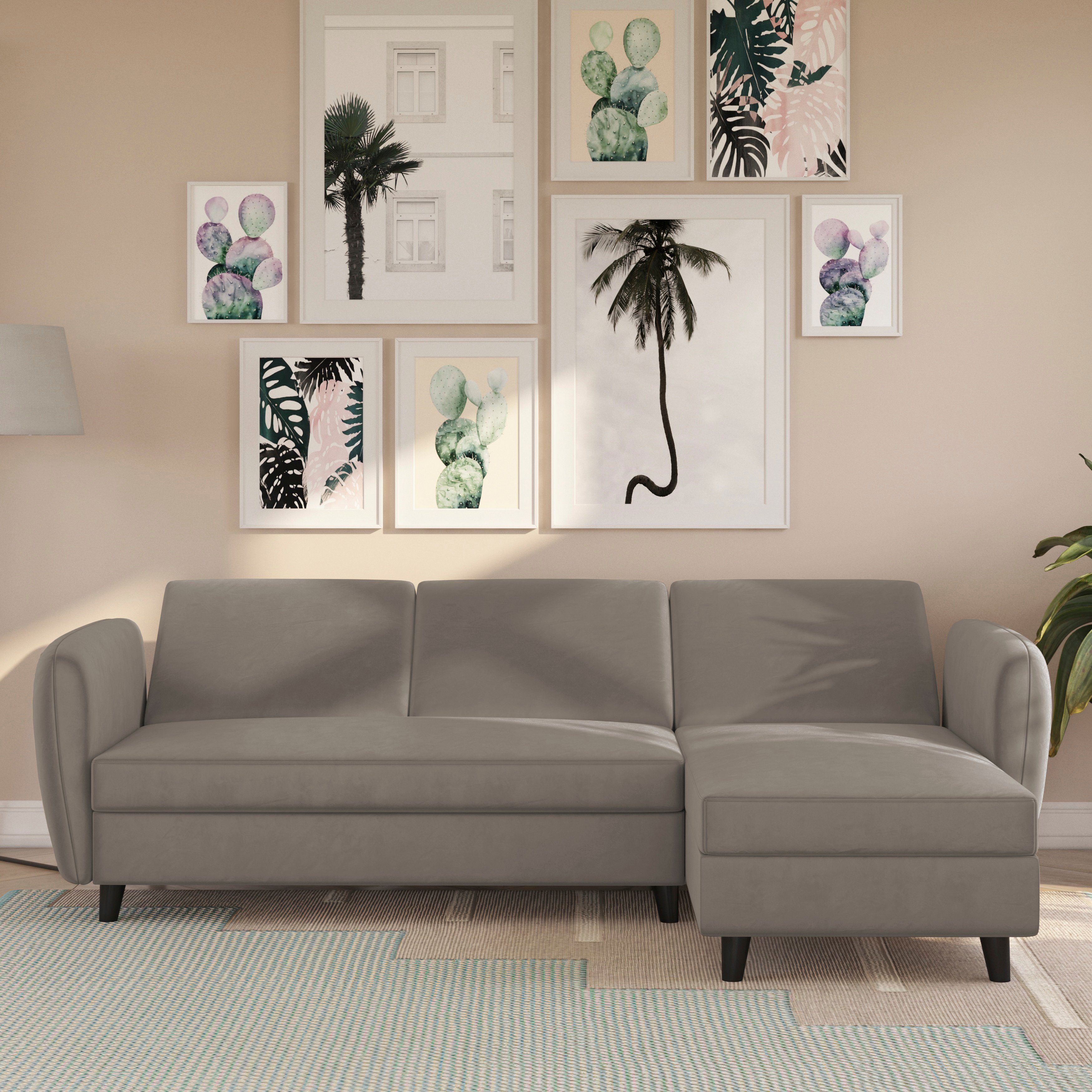 Dorel Home Hoekbank Perry, L-vorm Rugleuning, verschillende kleurvarianten, zithoogte 43 cm, breedte 219 cm
