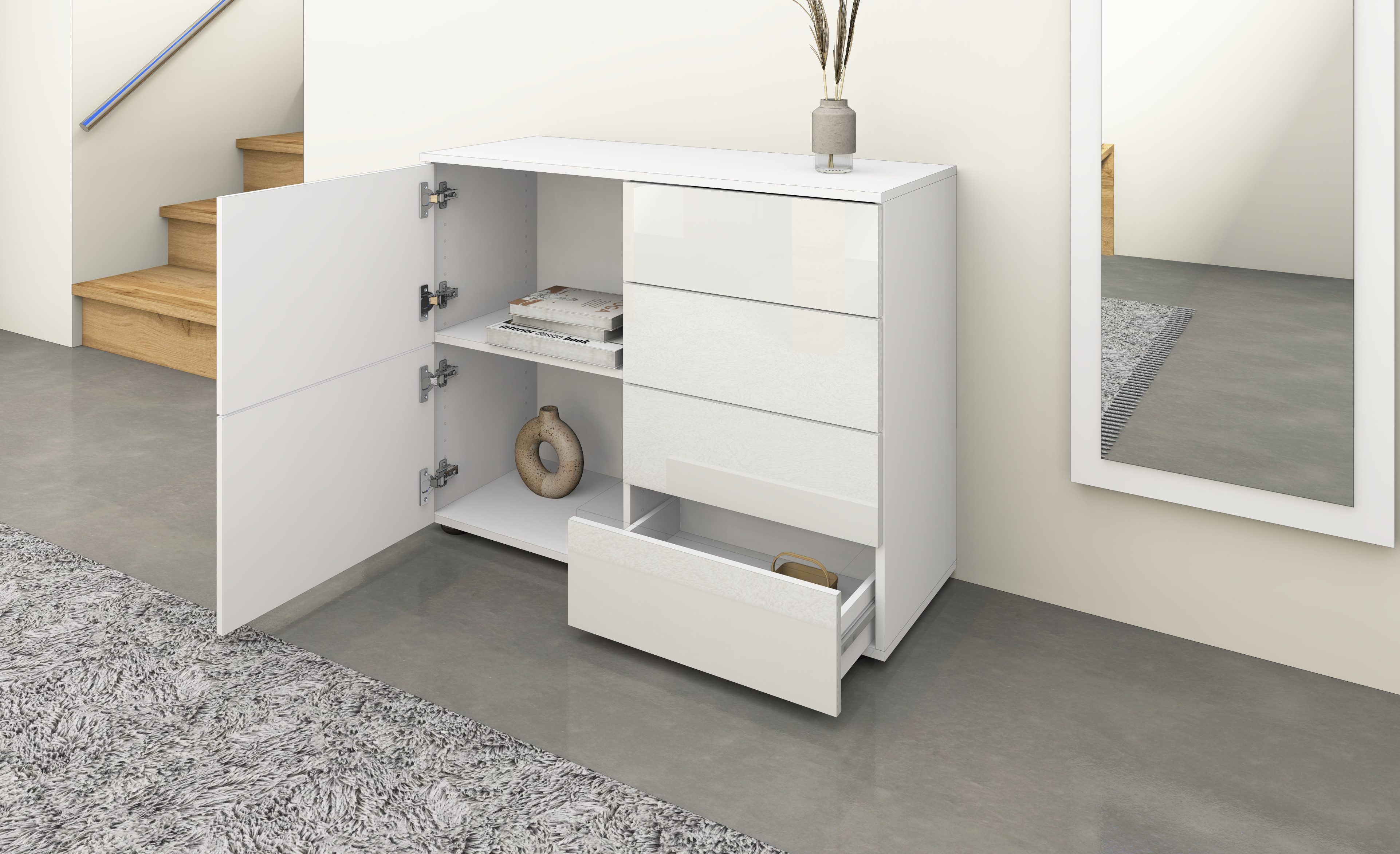 borchardt Möbel Kast Drukknop (Push-To-Open), in hoogte verstelbare planken