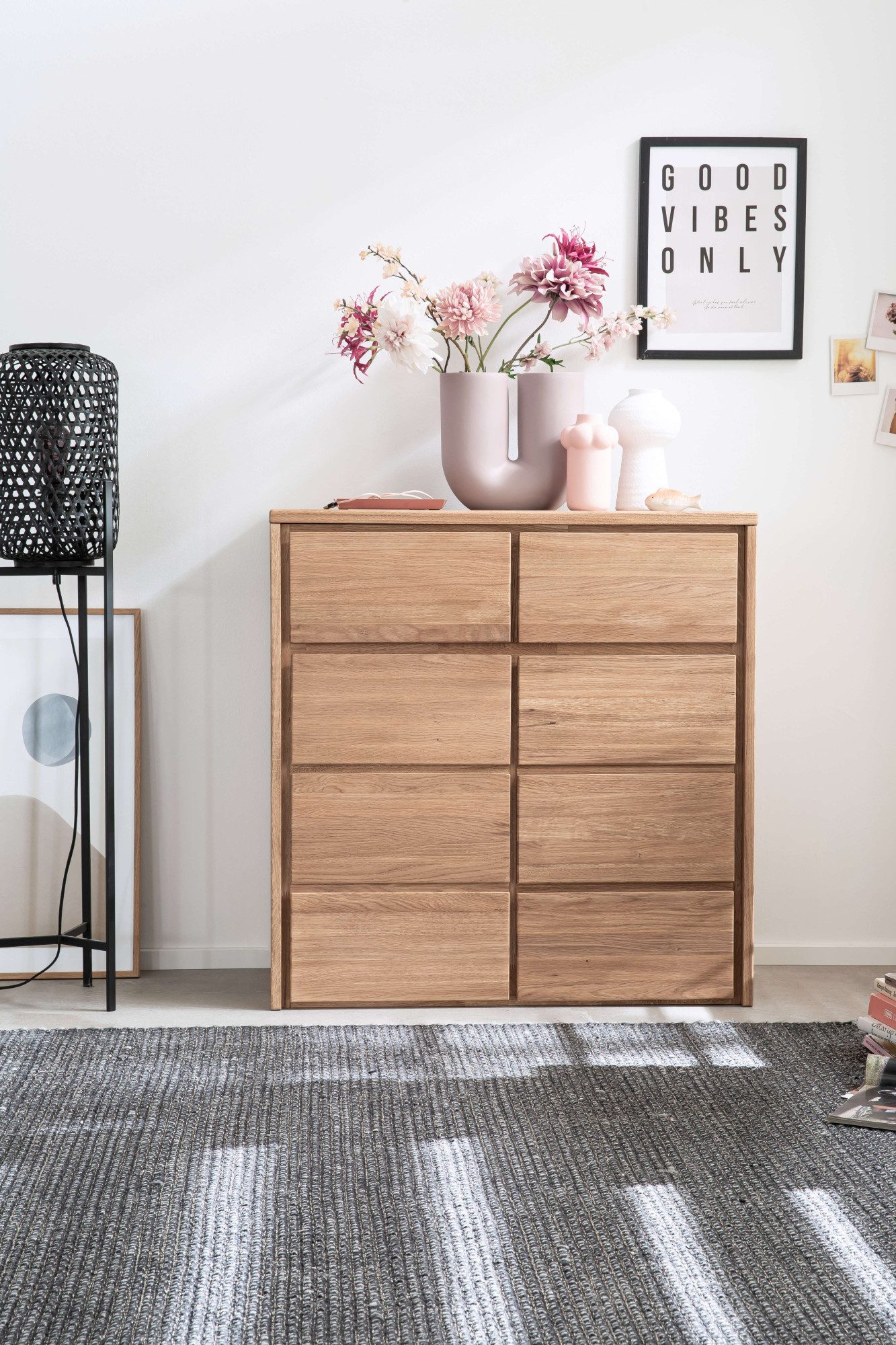 Home affaire Kast Zetra ladekast, 2 lades/2 deuren met soft-close functie dressoirs beige