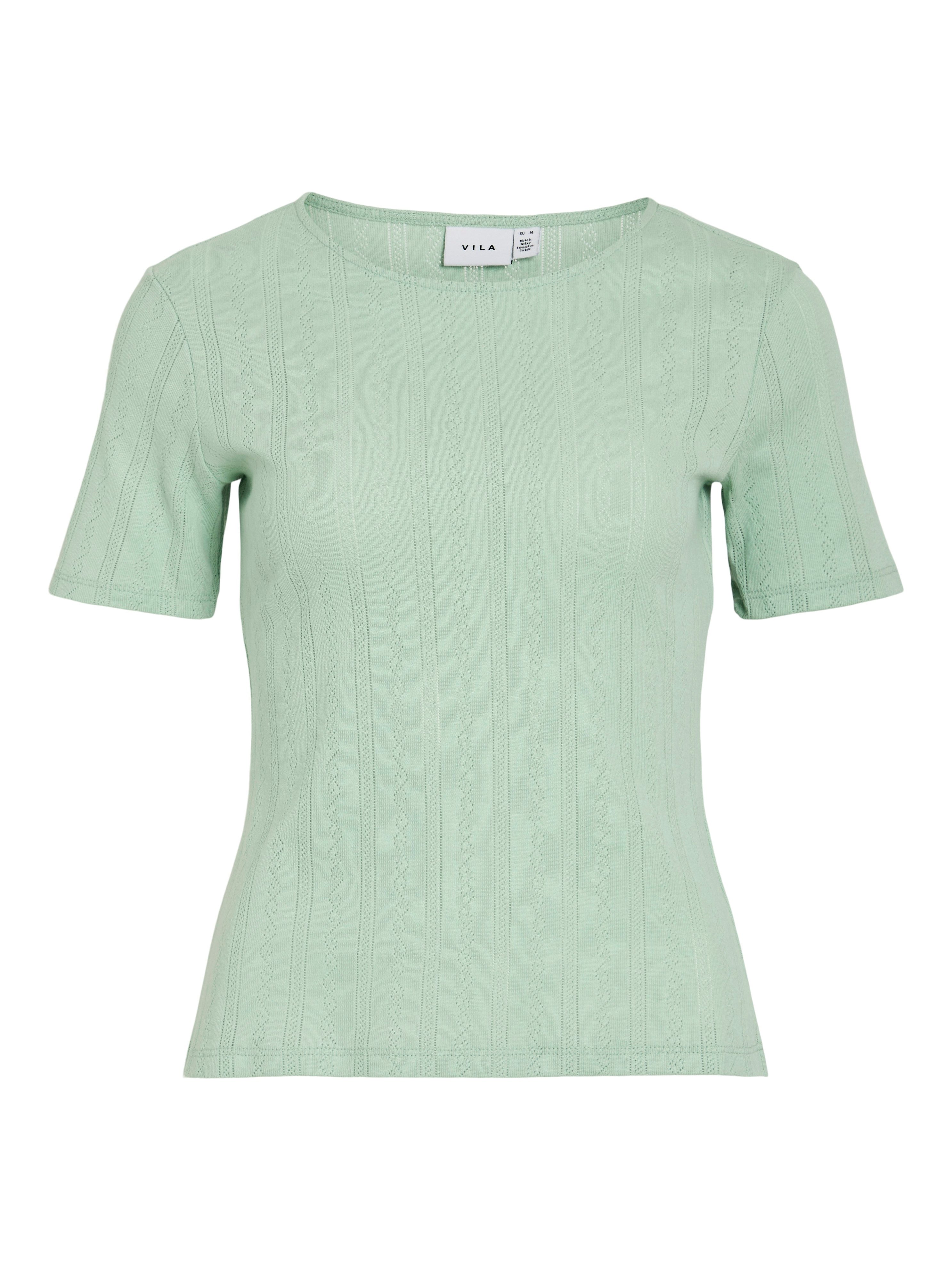 Vila Shirt met korte mouwen VIKASSIE S/S POINTELLE TOP - NOOS