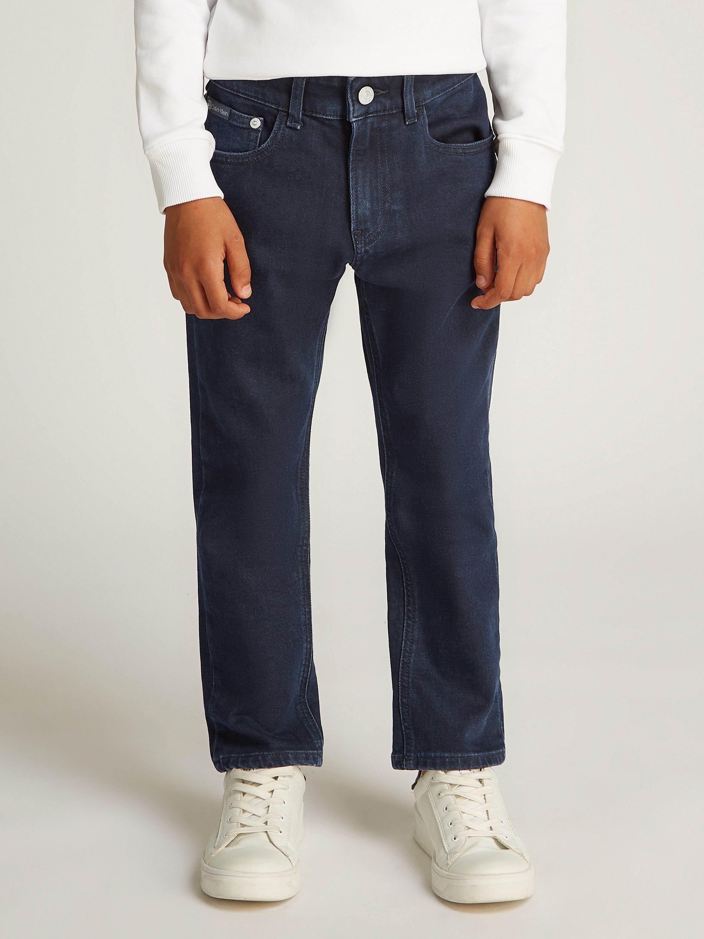 Calvin Klein Dad-jeans BLUE OD BLACK DAD CF voor kinderen tot 16 jaar met leren patch