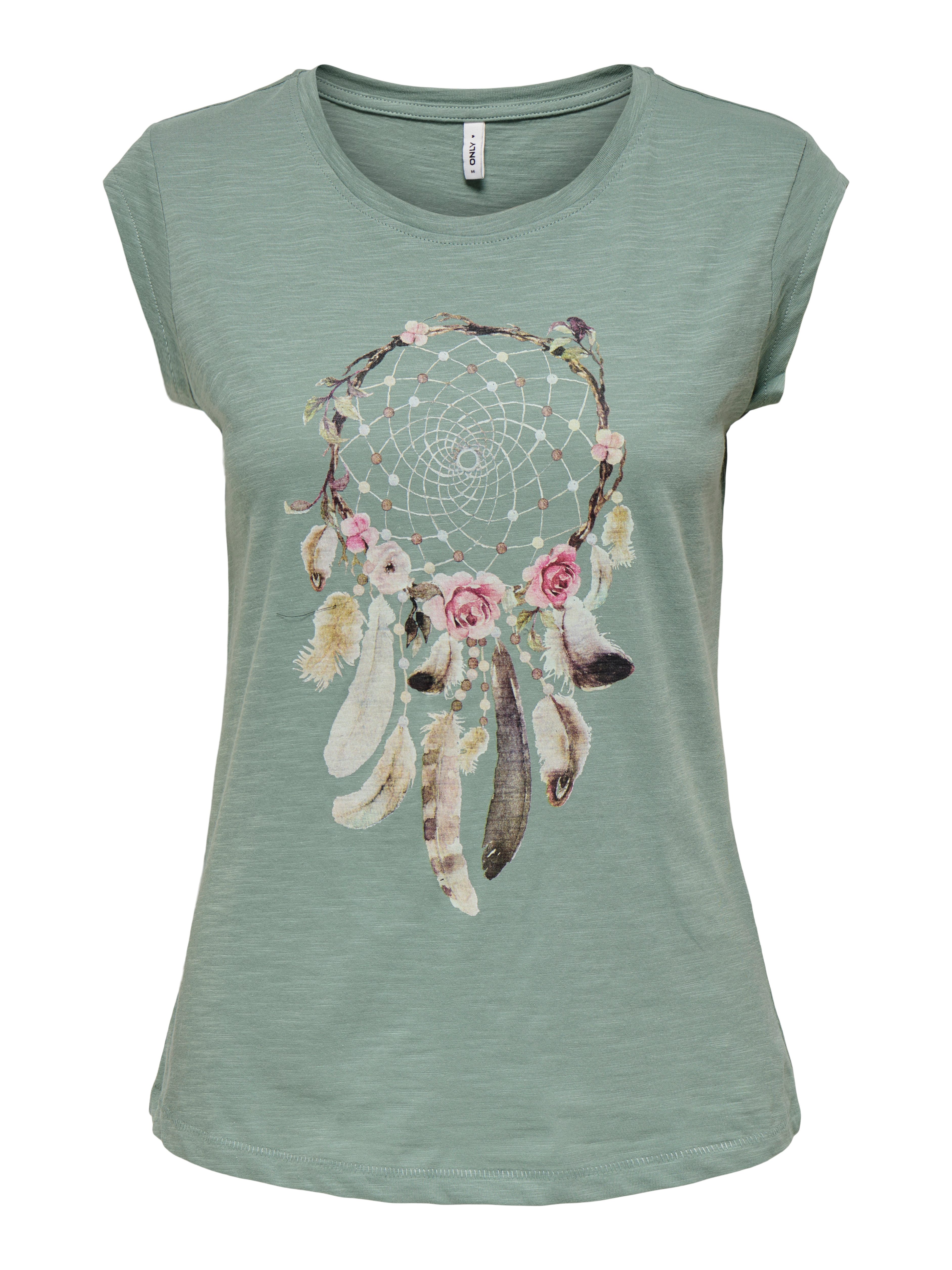 Only Shirt met korte mouwen ONLBONE S/S FEEL/FEATHERS TOP