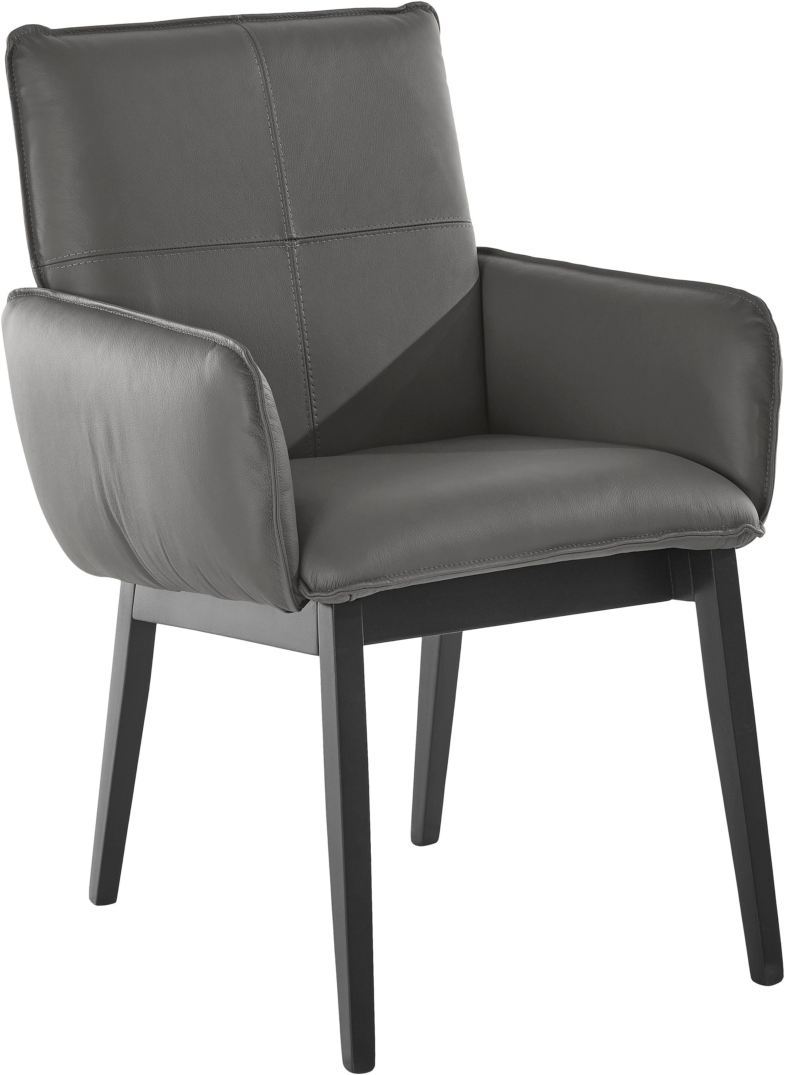 Home affaire Stoel met armleuningen Model 6 Bekleding van microvezel of leer, frame is beuken in zwart gelakt (2 stuks)