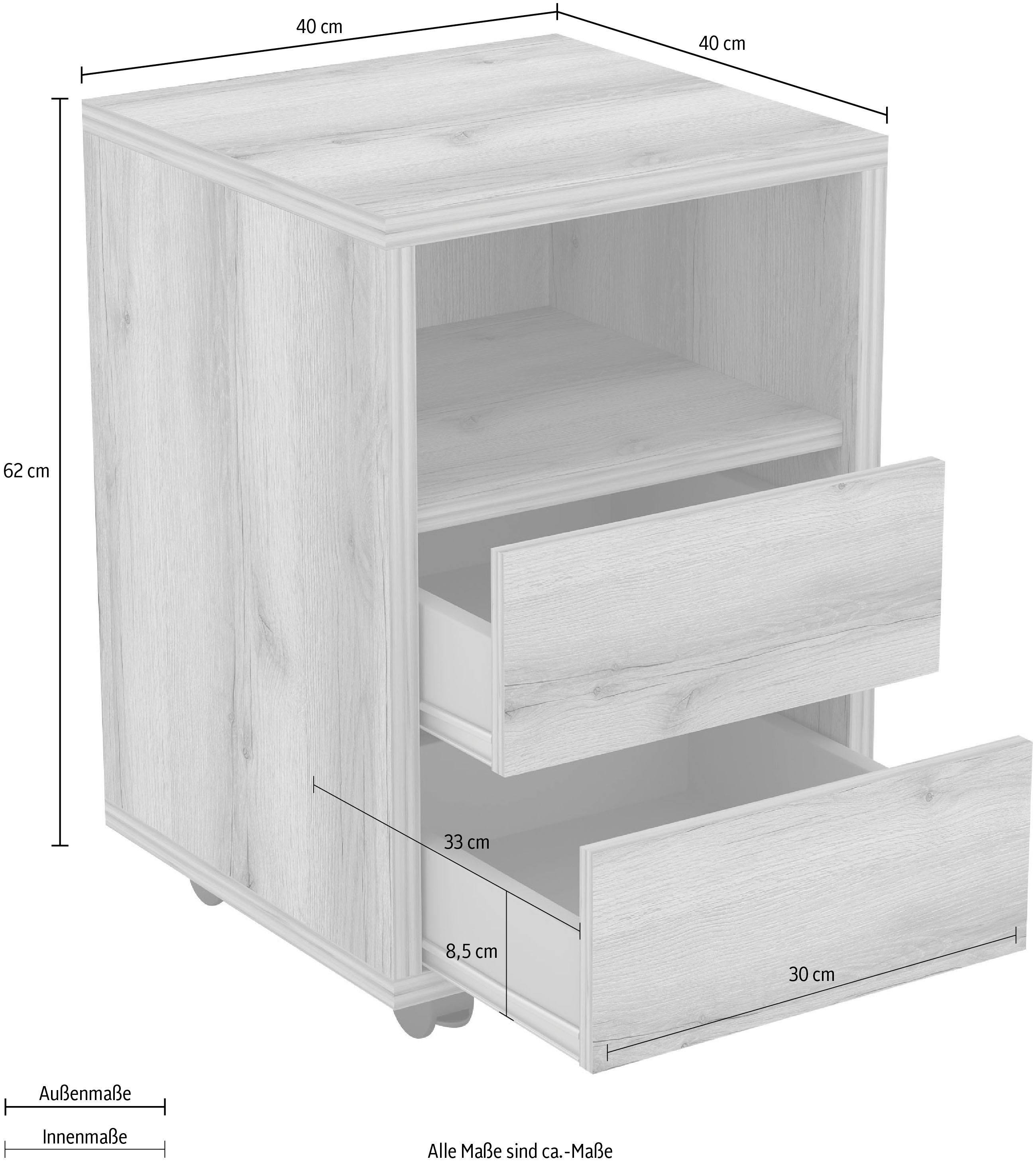 INOSIGN Kastje op wieltjes AGAPI Bureau ladeblok in modern design, 40 x 40 x 62 cm, 2 laden