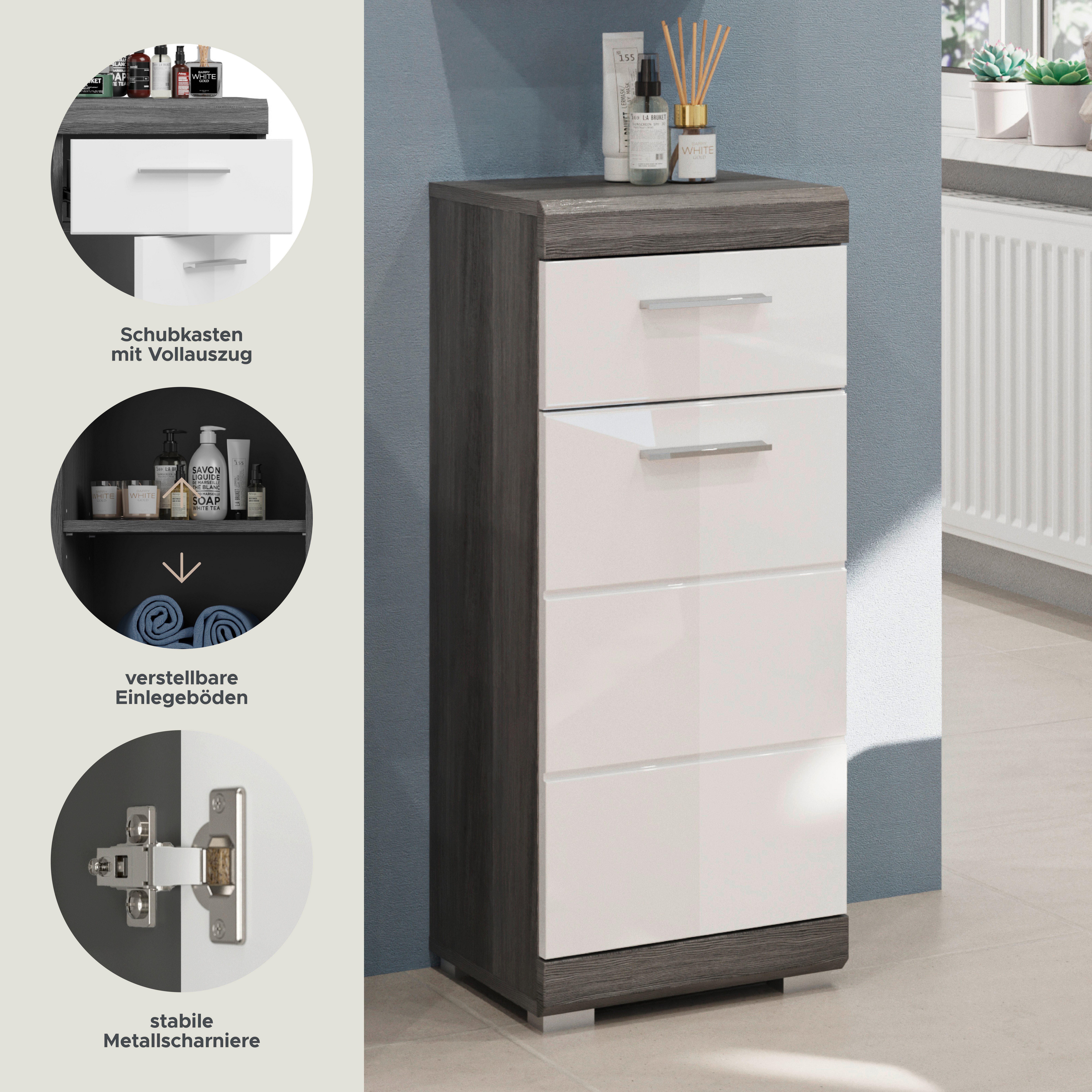 INOSIGN Onderkast Siena, breedte 37 cm, 1 deur, 1 lade, 2 vakken, MDF-front in verschillende kleuren verkrijgbaar, badkamermeubels, badkamerkast, commode, badkamer (1 stuk)