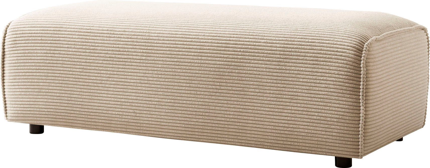 LeGer Home by Lena Gercke Hocker PIARA, poef met biesnaad in cord of linnenlook bij de serie piara, rechthoekig, zwarte voeten, comfortabel zitcomfort
