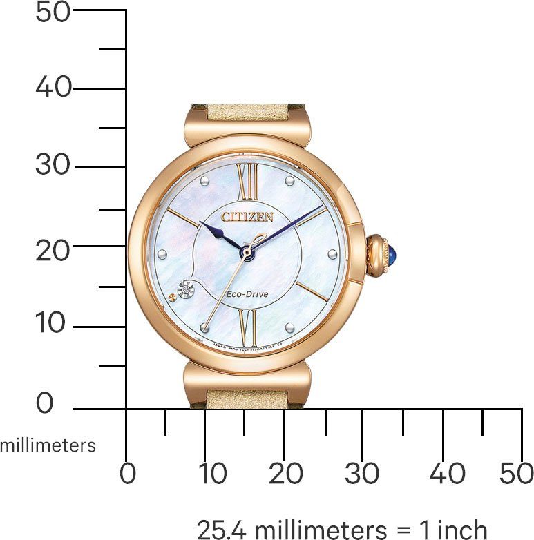 Citizen Solarhorloge EM1074-15D Polshorloge, dameshorloge, roestvrijstalen armband, saffierglas