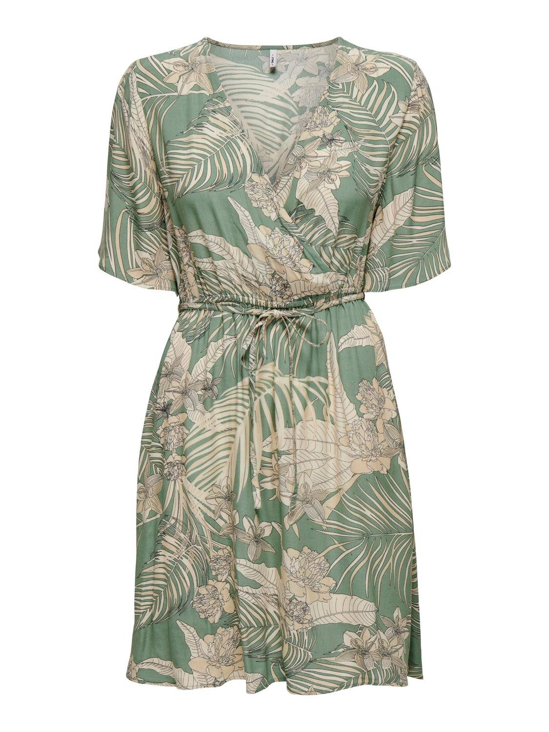 Only Gedessineerde jurk ONLPALINA LIFE 2 4 WRAP DRESS PTM