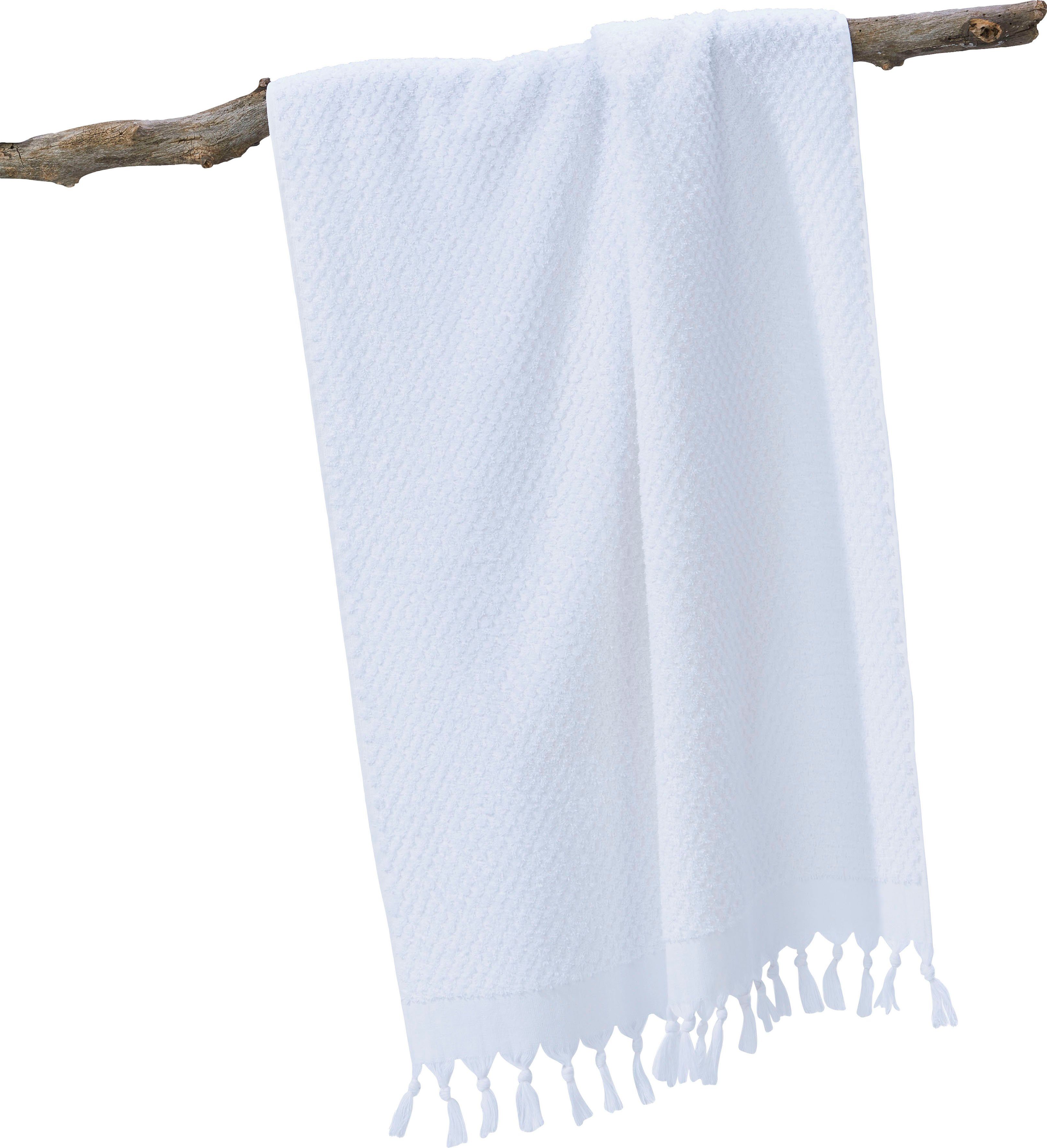 done.® Douchelaken Provence HONEYCOMB Unikleurig, in honingraten-look, met franje (1 stuk)