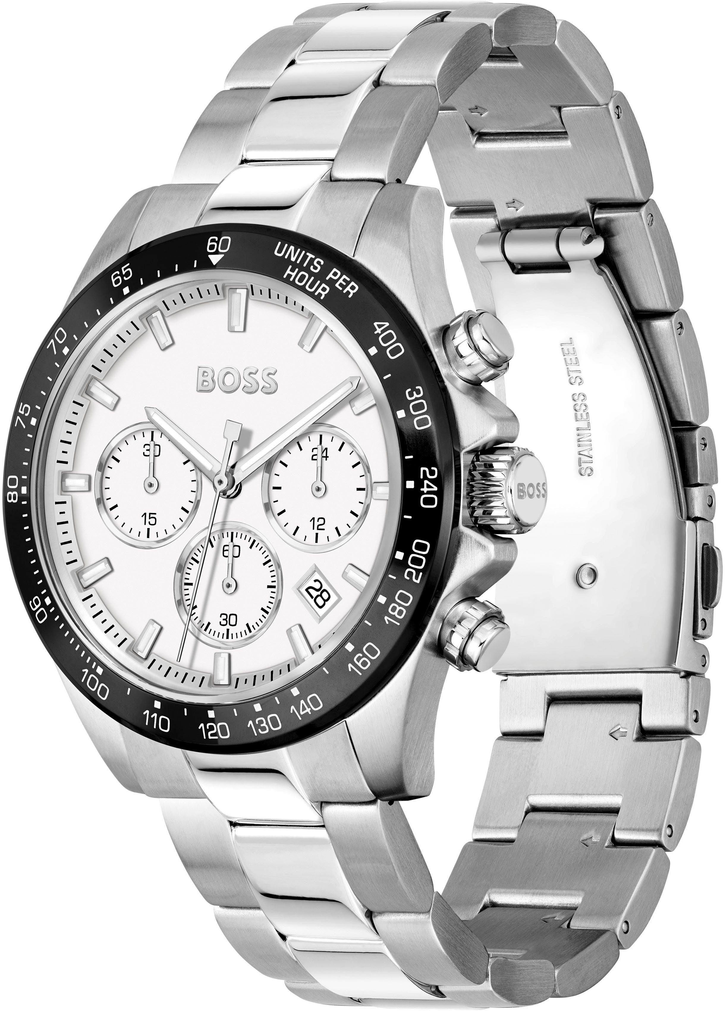 Boss Chronograaf Hero Quartzhorloge, herenhorloge, horloge, stopwatchfunctie, roestvrijstalen band