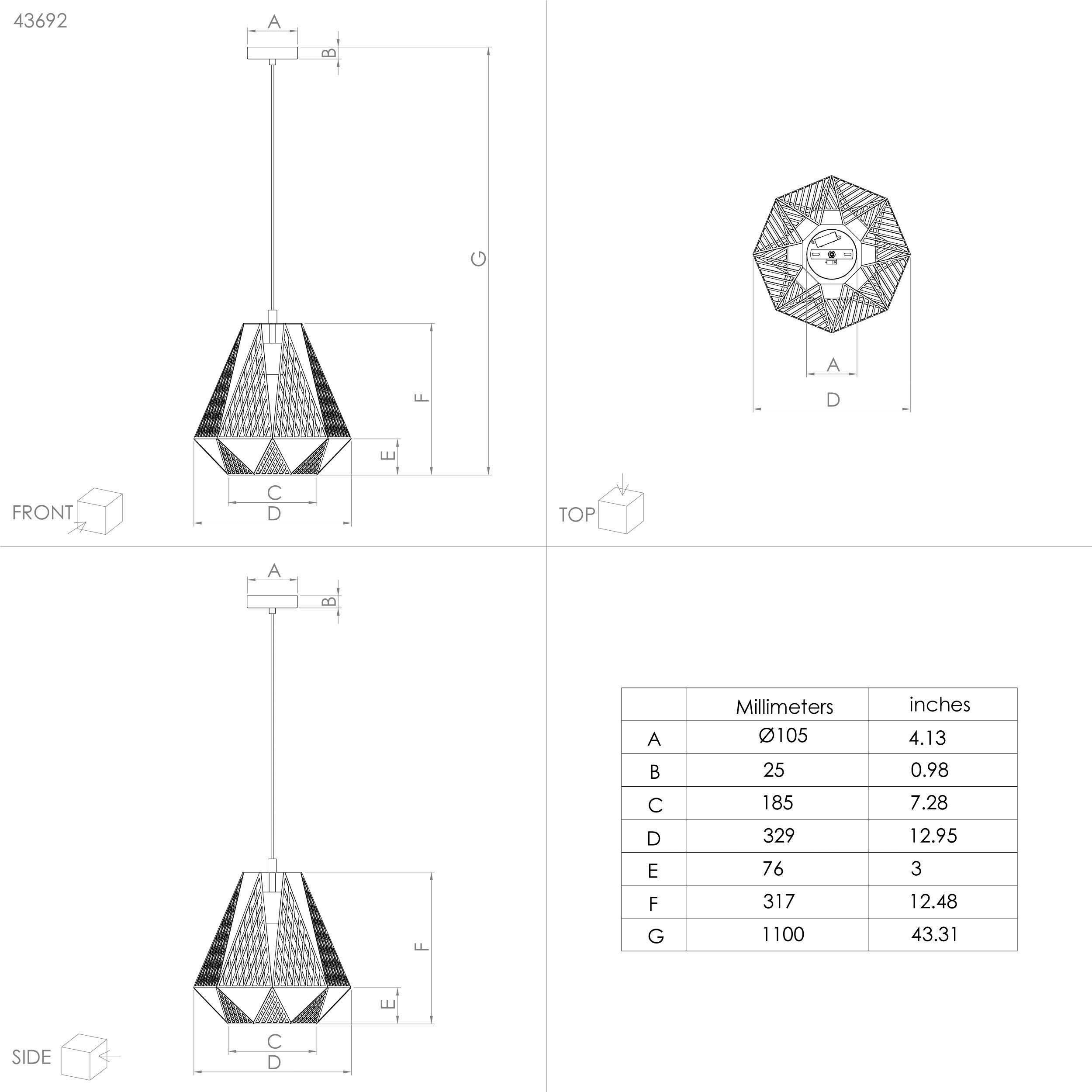 EGLO Hanglamp STYPE Hanglamp, eetkamerlamp, lamp, H110 x Ø33, 1X40W excl. (1 stuk)