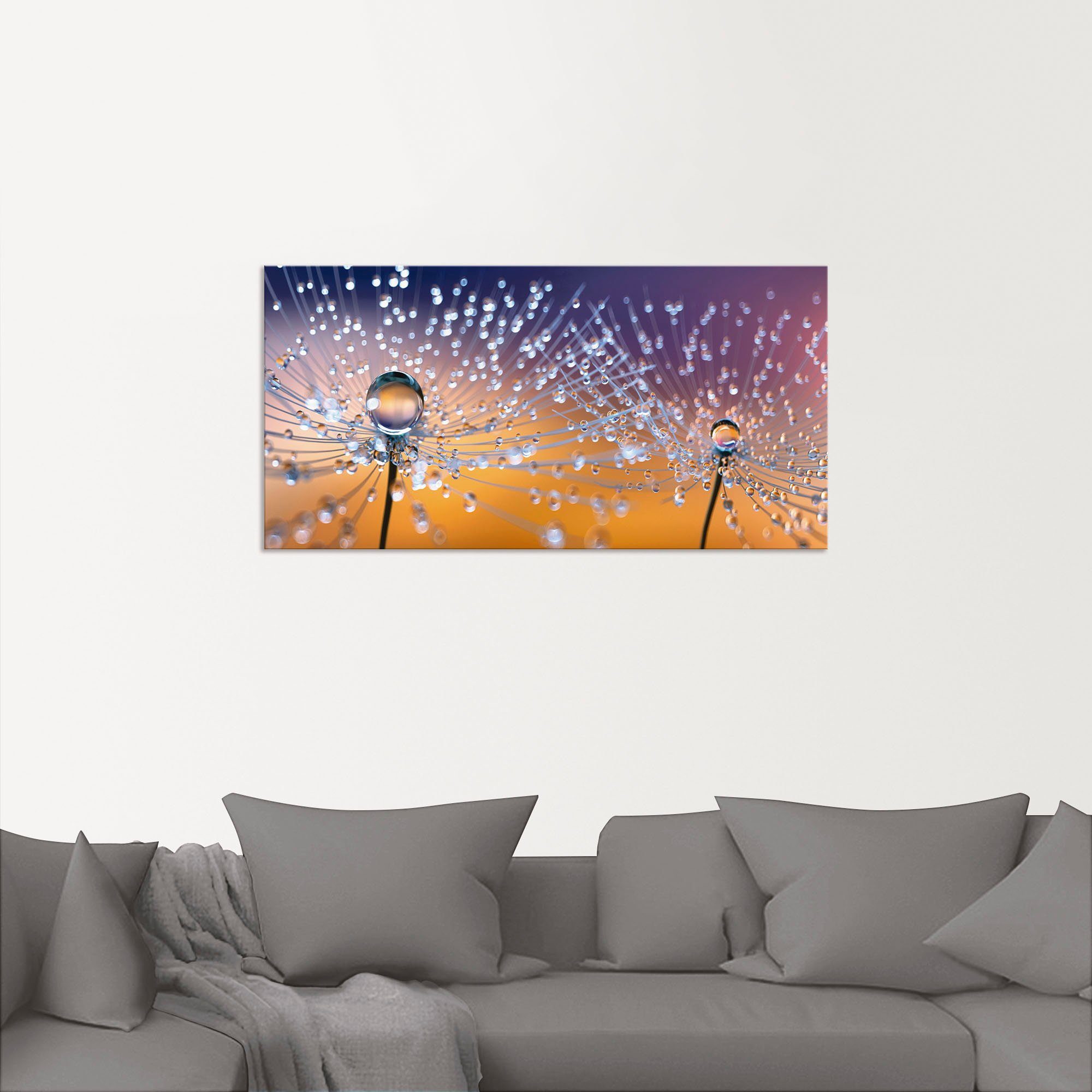 Artland Artprint Paardenbloemen dauwdruppel als artprint van aluminium, artprint voor buiten, artprint op linnen, poster, muursticker